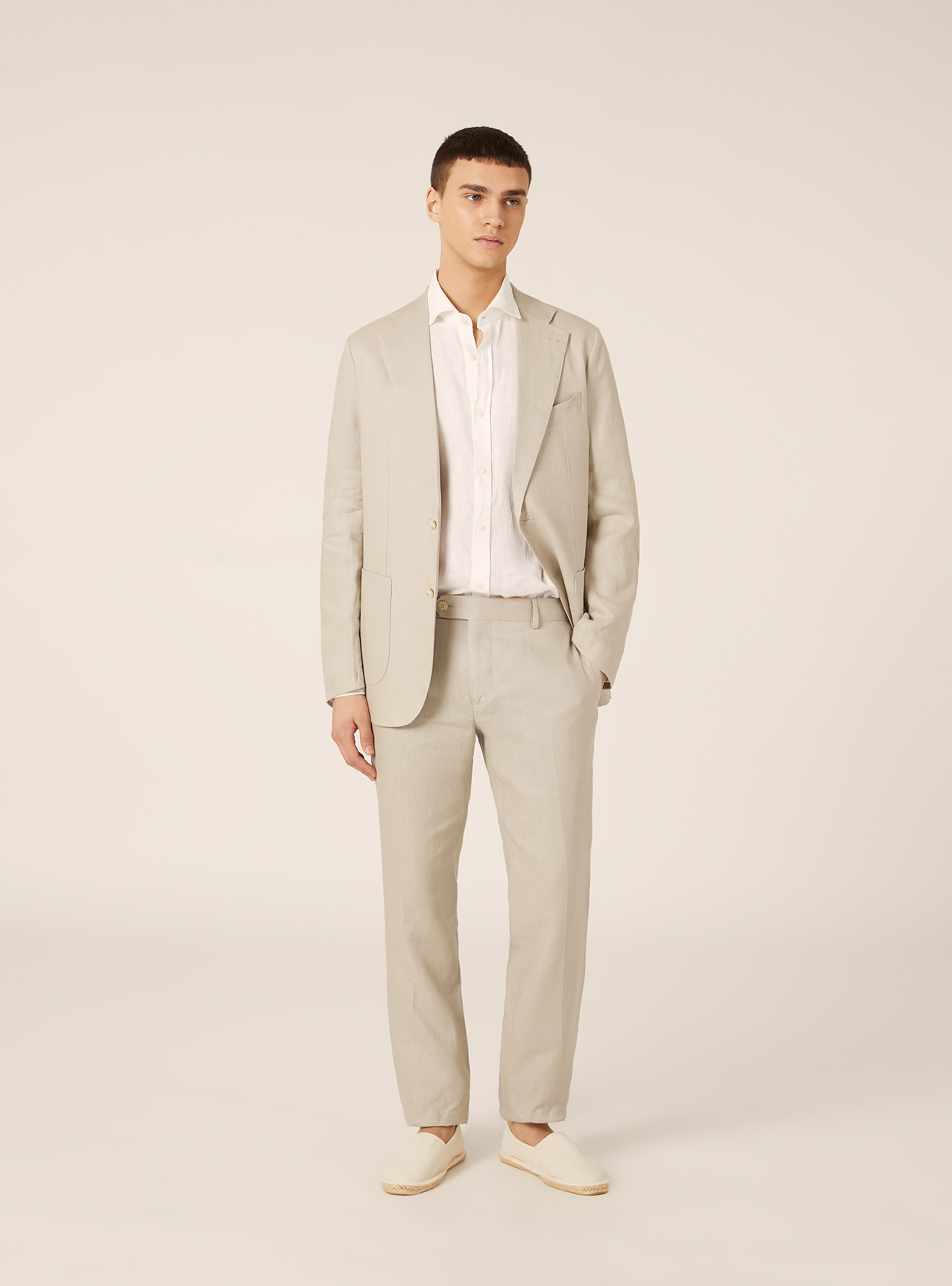 Pantalones de lino puro, BG3 BEIGE LIGHT