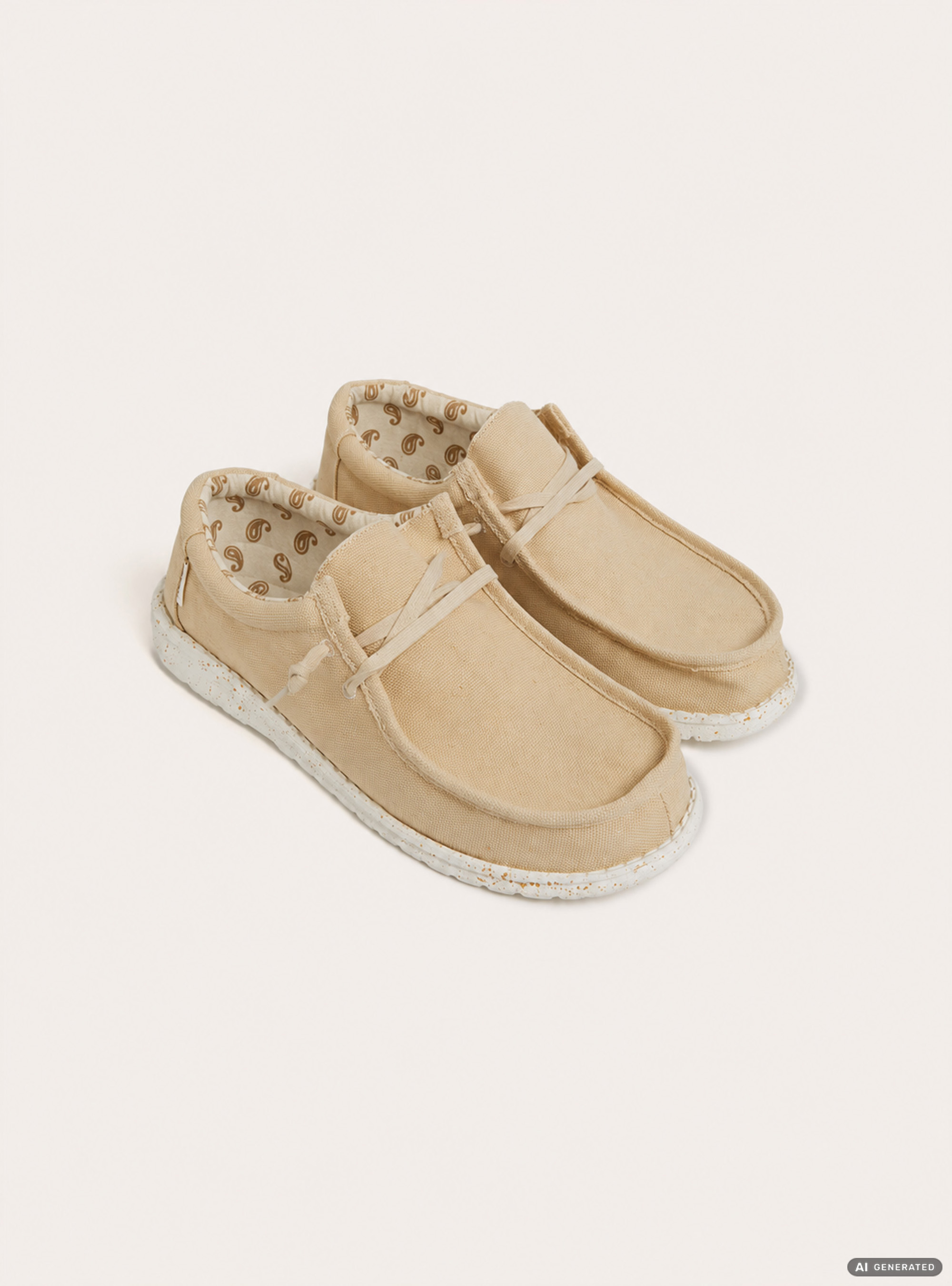Canvas Moc Shoe with Laces, BG2 BEIGE MEDIUM