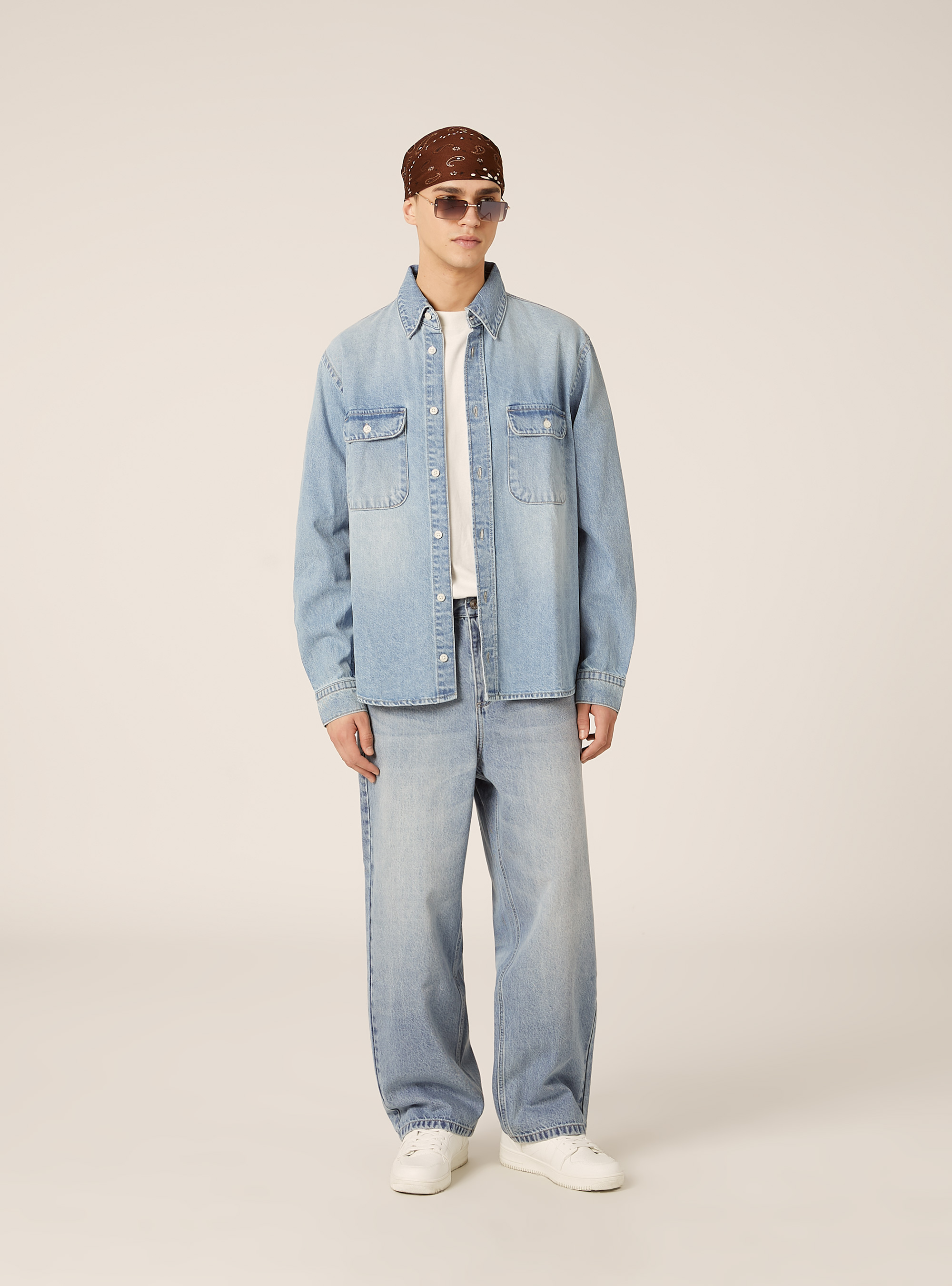 Vaqueros de corte superholgado, D004 MEDIUM LIGHT BLUE