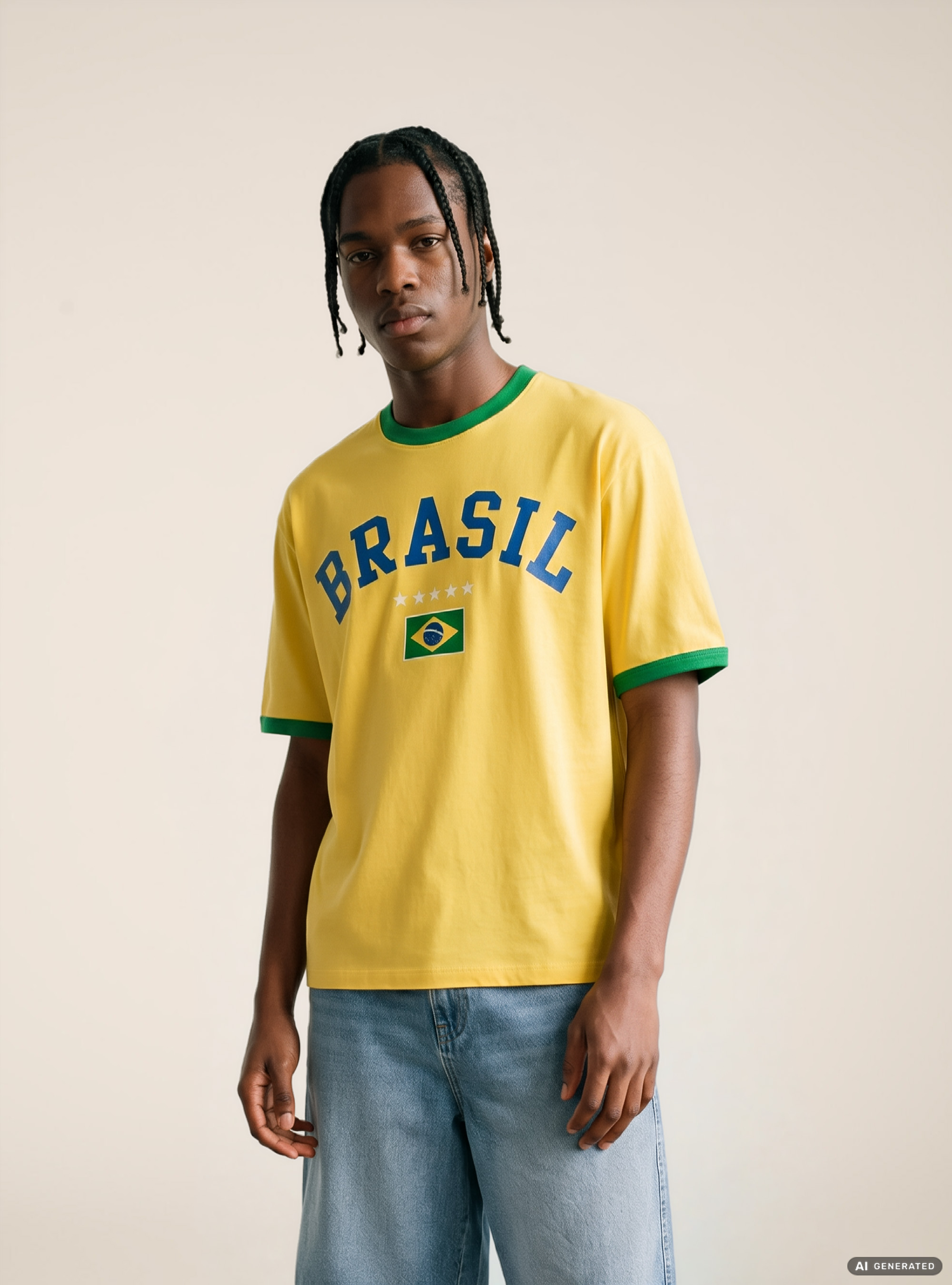 Regular Fit Ringer T-Shirt with International Sports Graphic, YE2 YELLOW MEDIUM