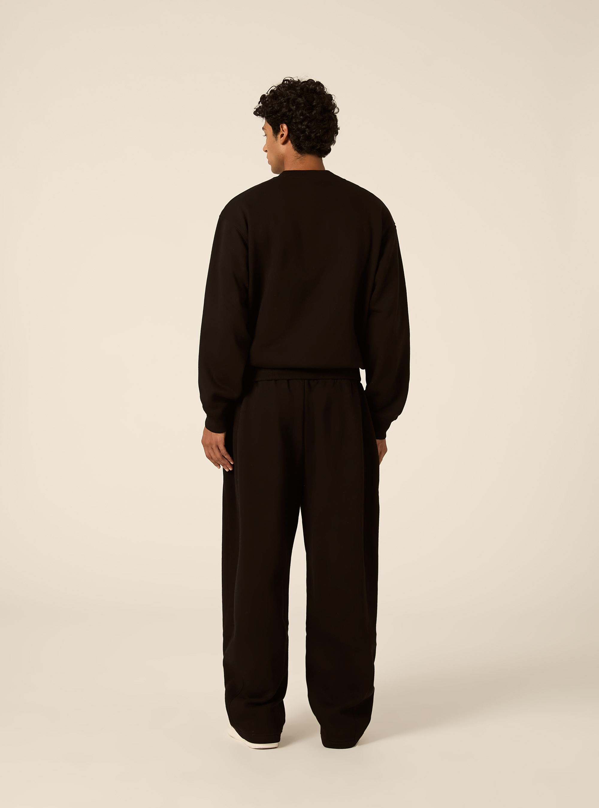 Barrel fit fleece trousers, BK1 BLACK