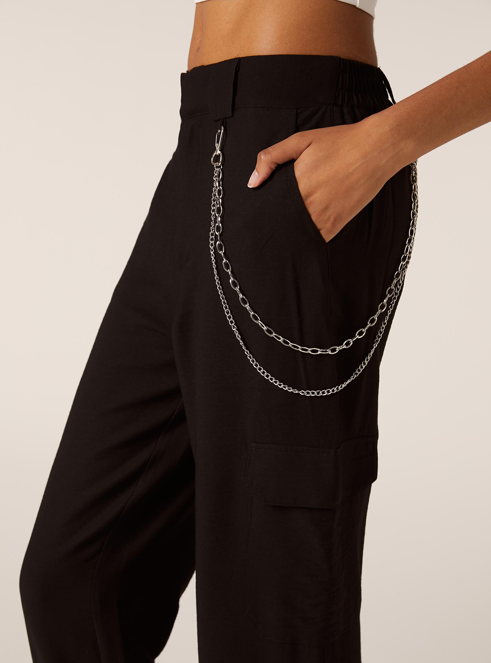 Jogger pants with chain, BK1 BLACK