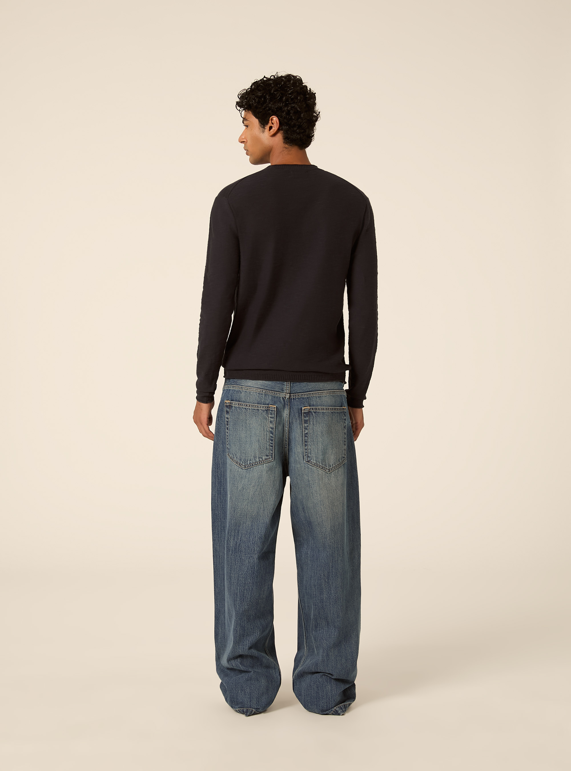 Jersey ligero de cuello redondo con bolsillo, NA2 NAVY MEDIUM