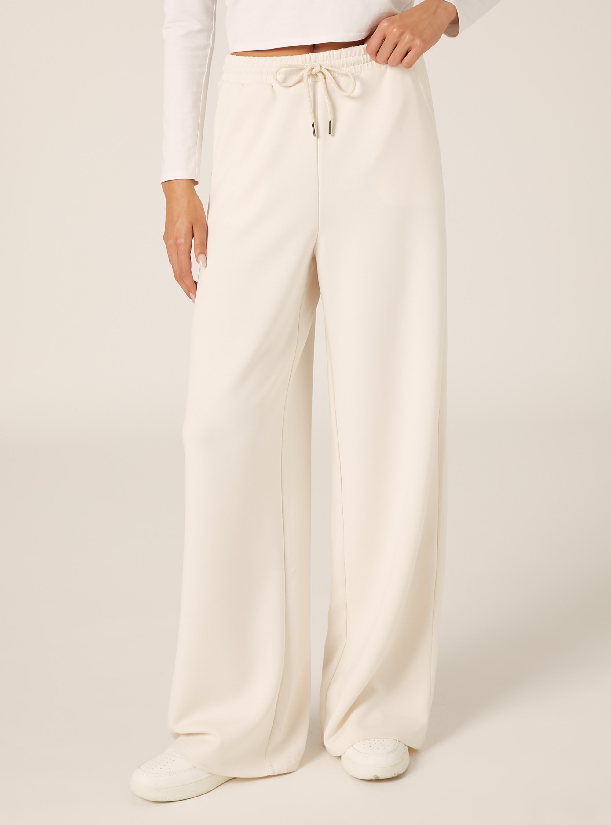 Pantalon jogging large &agrave; toucher doux, CR3 CREAM LIGHT