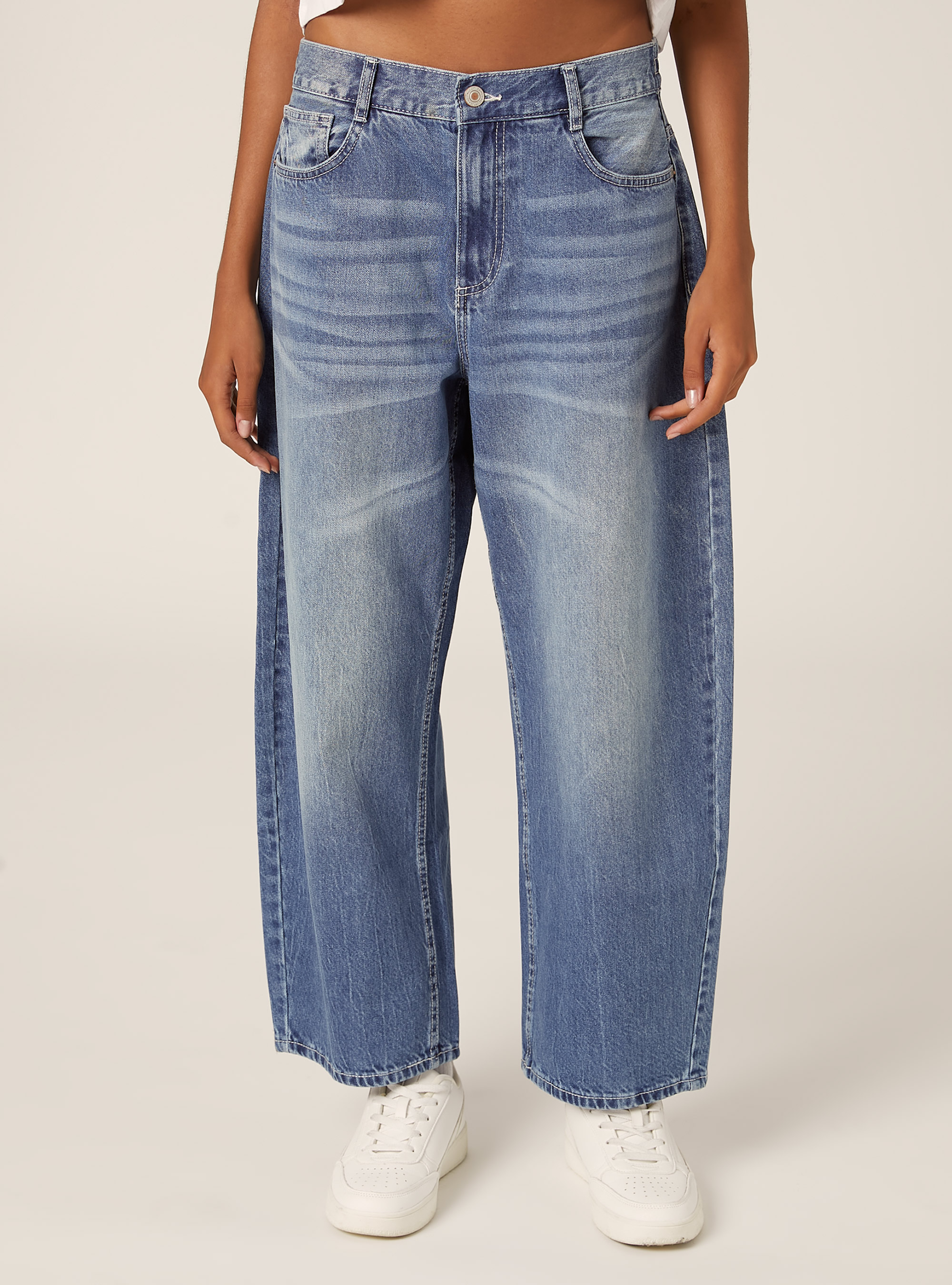 Jeans coupe barrel, D003 MEDIUM BLUE