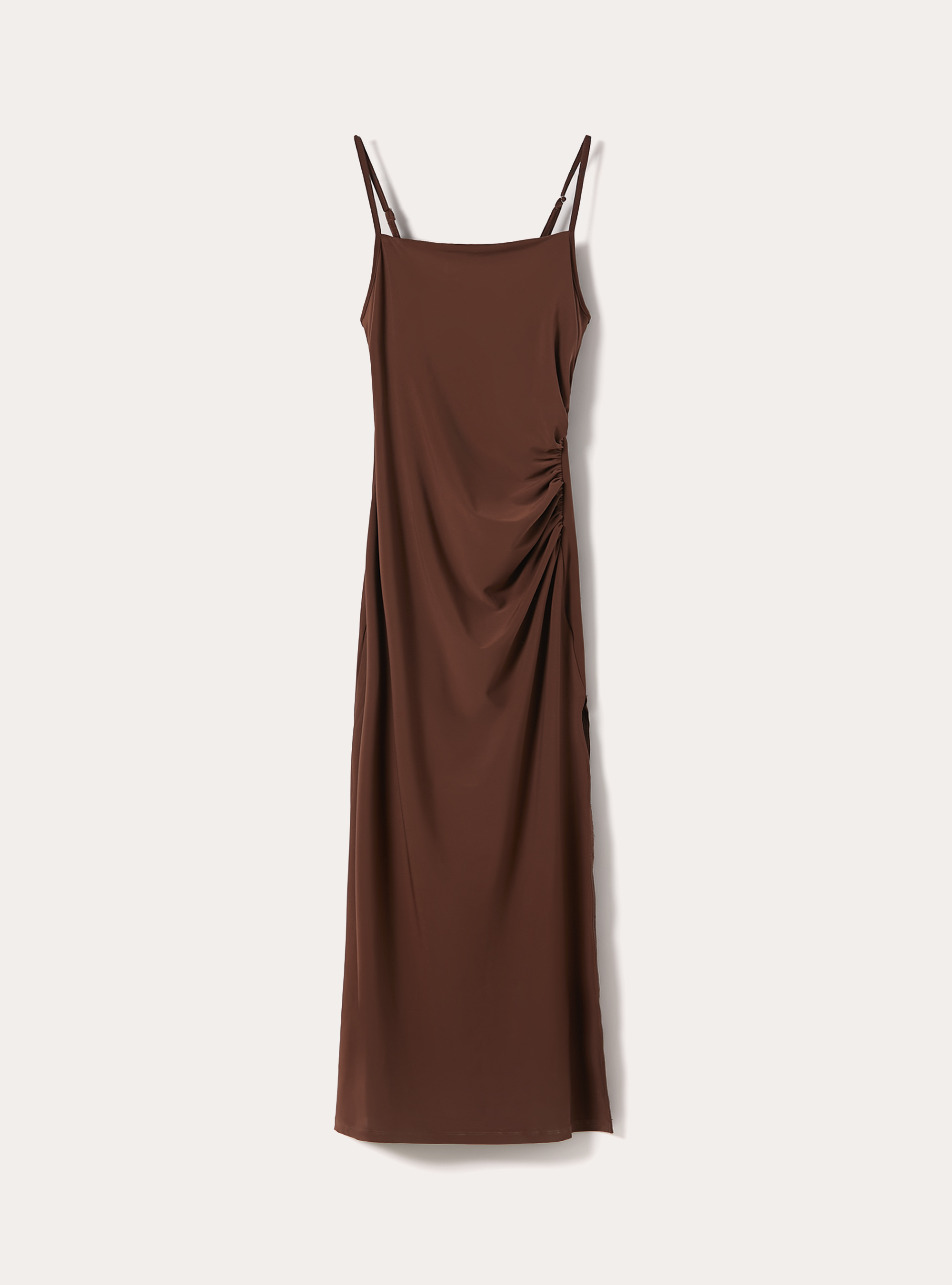 Vestio midi con bretelle, MARRONE SCURO
