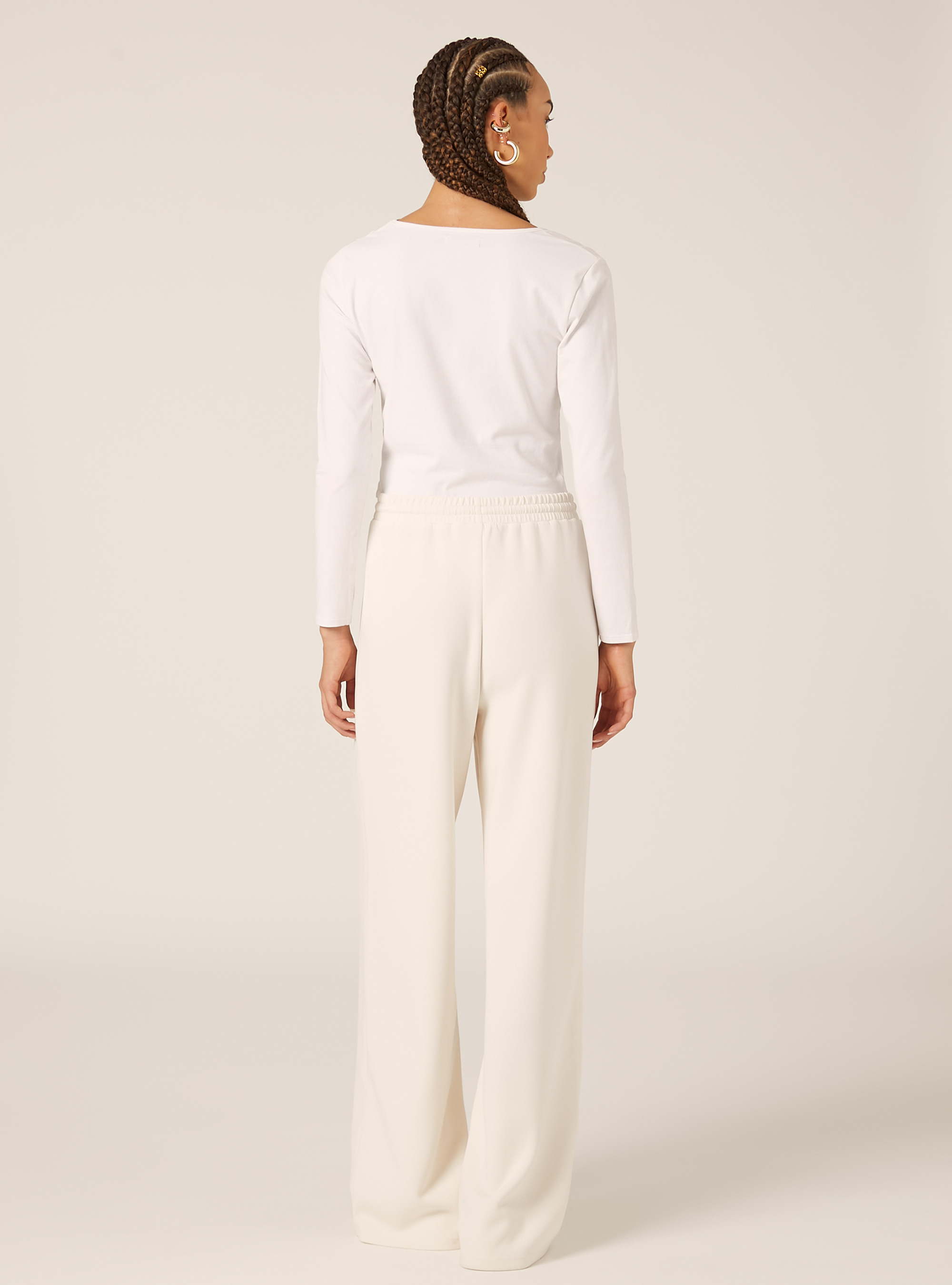 Pantalon jogging large &agrave; toucher doux, CR3 CREAM LIGHT