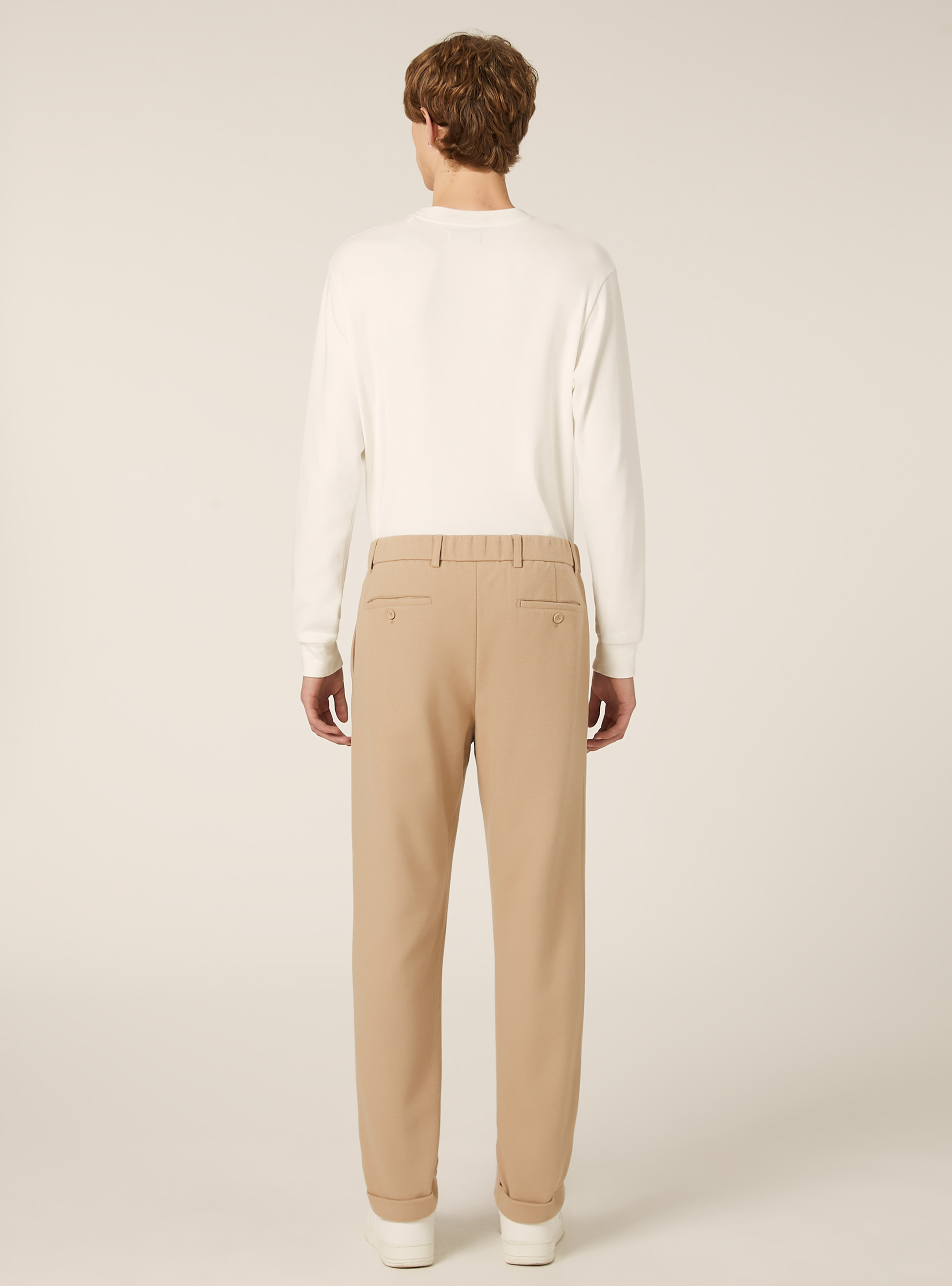 Pantalon &agrave; pinces effet flanelle, BG2 BEIGE MEDIUM