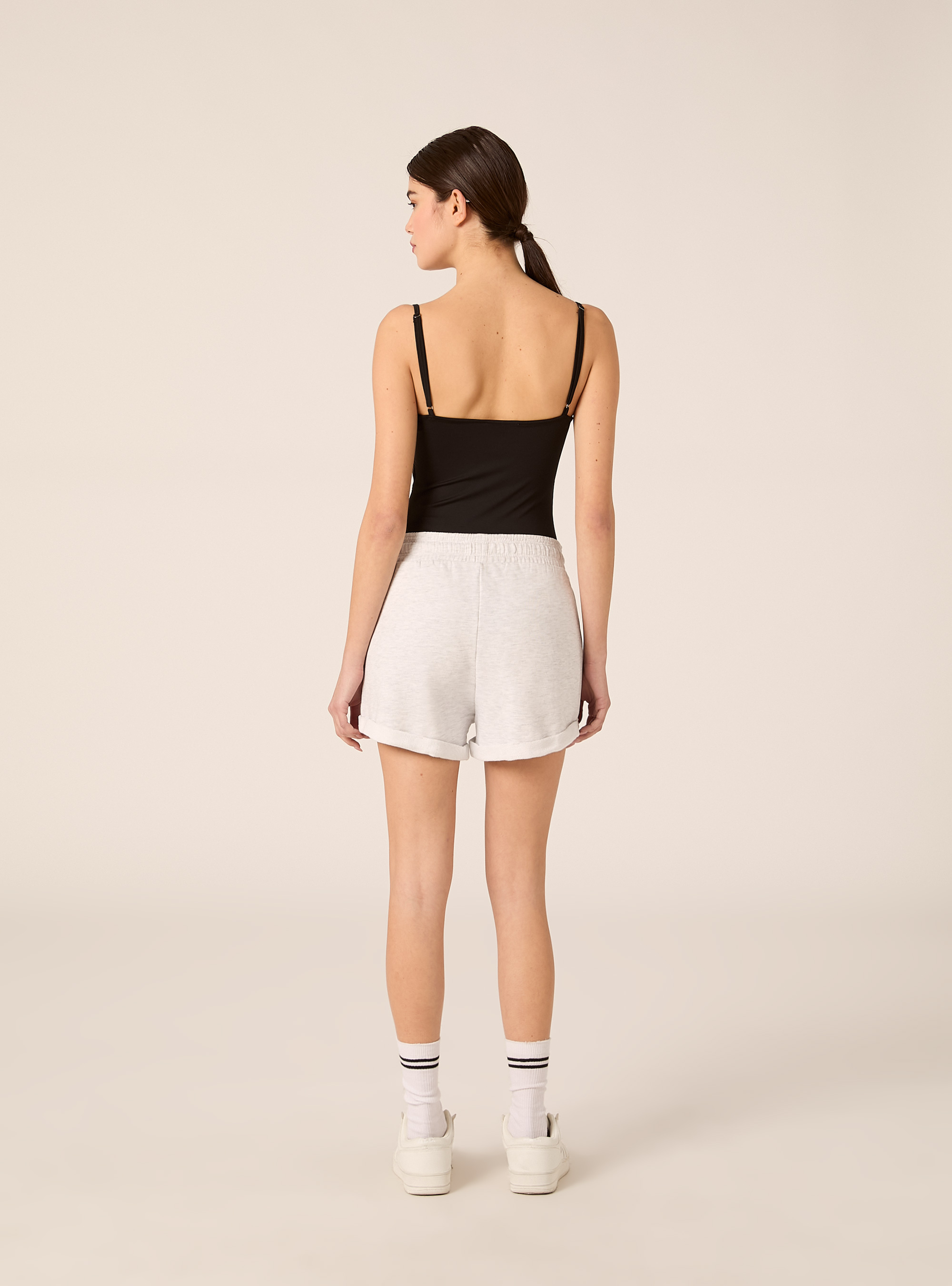 Short en Molleton de Coton avec Taille &Eacute;lastique, MGY3 GREY MEL LIGHT