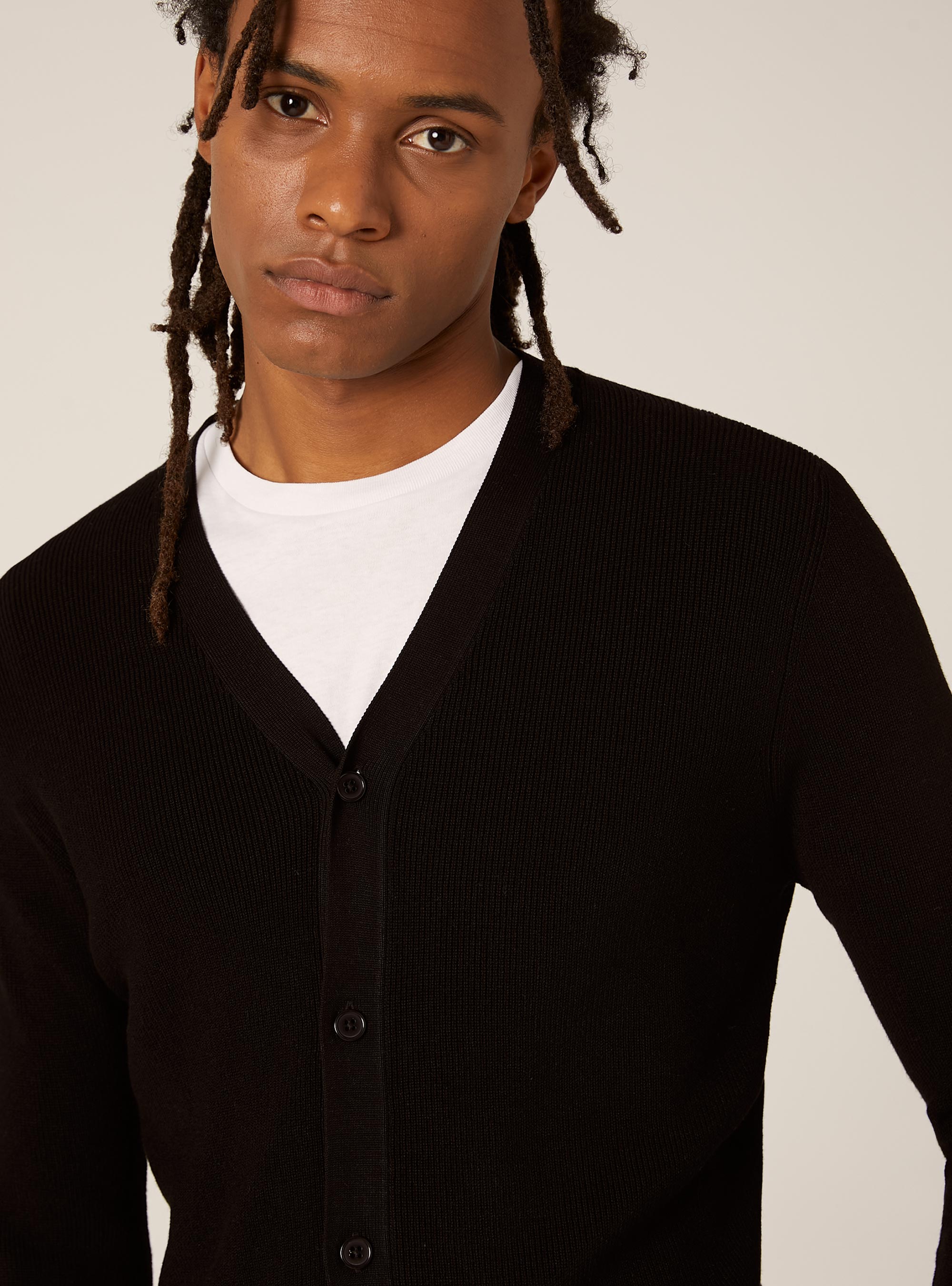 Cardigan l&eacute;ger en maille anglaise, BK1 BLACK