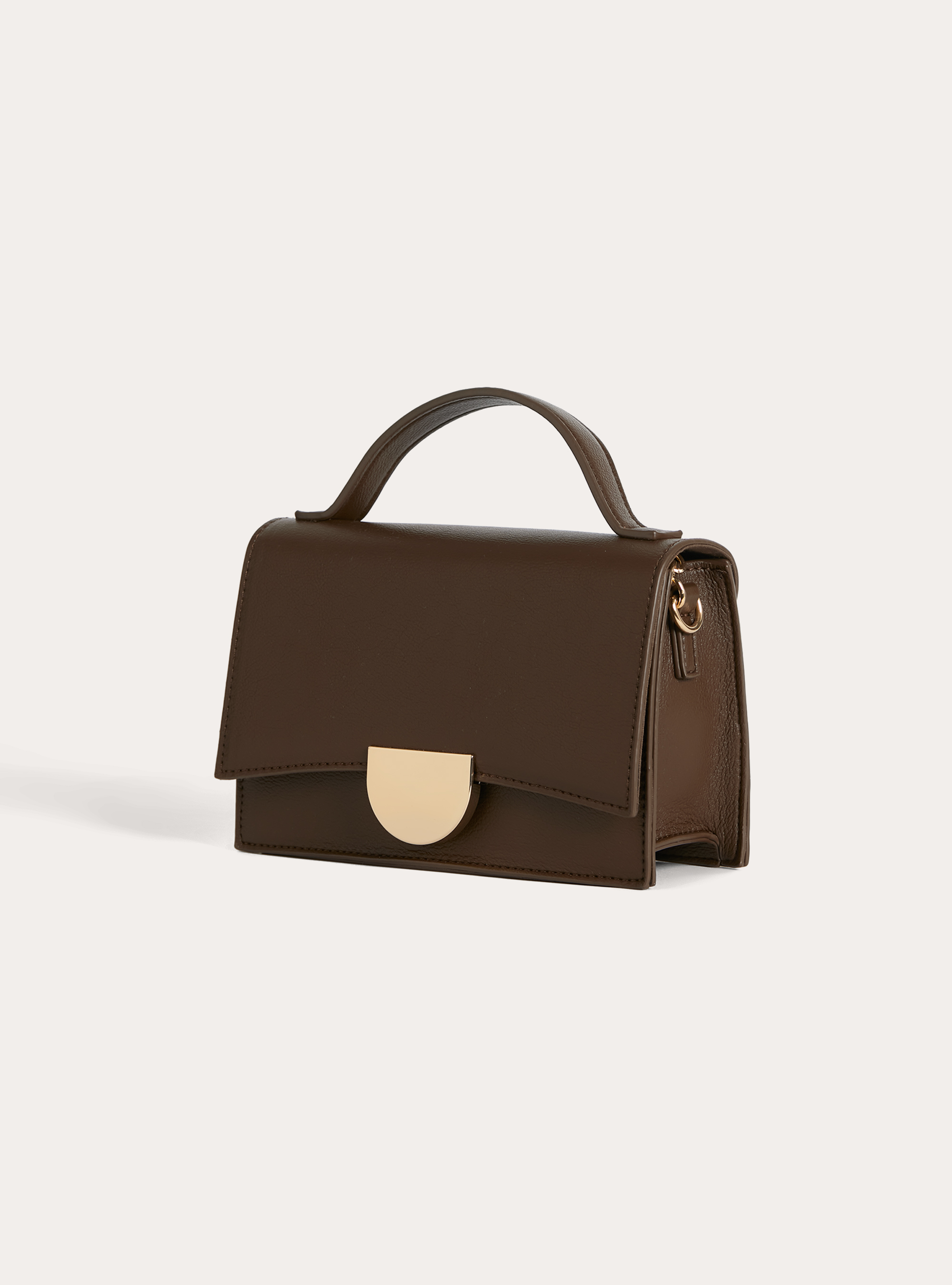 Leather-effect bag with shoulder strap, BR1 BROWN DARK