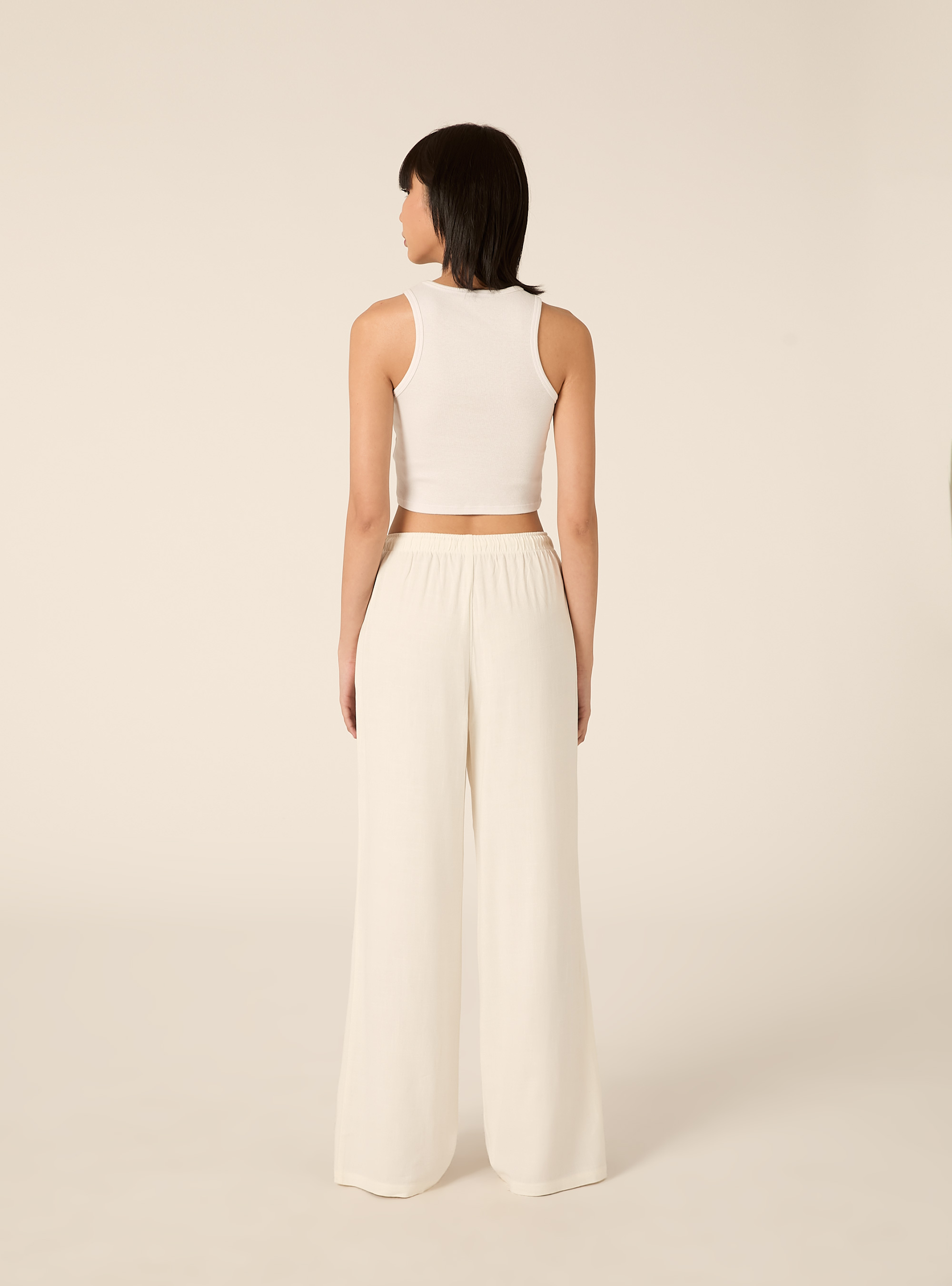 Linen-blend palazzo pants, WH2 WHITE