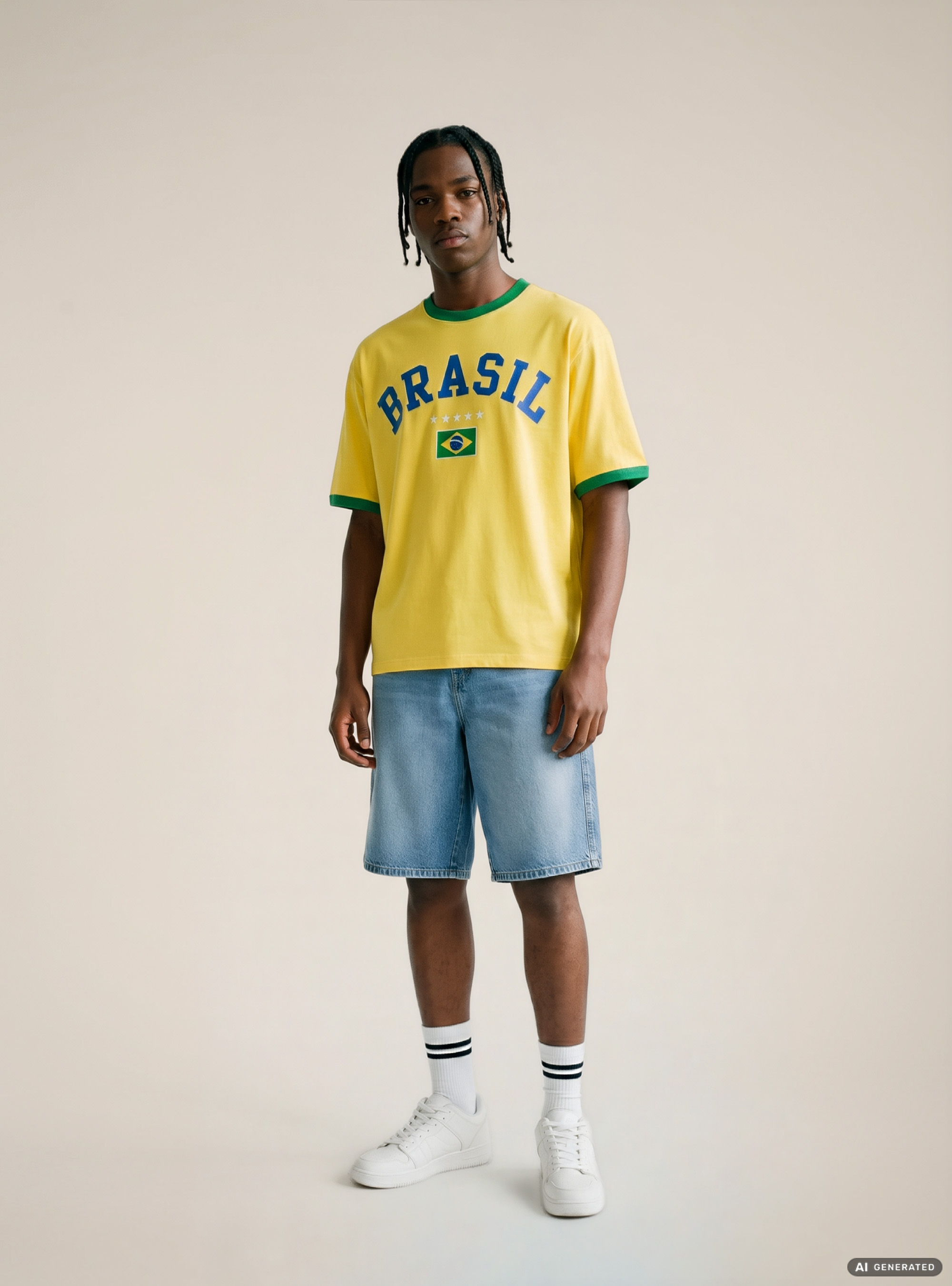 Regular Fit Ringer T-Shirt with International Sports Graphic, YE2 YELLOW MEDIUM