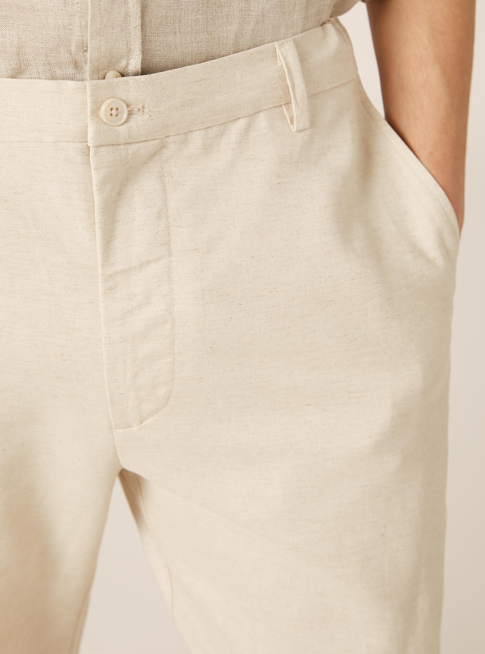 Linen blend chino trousers, MBG3 BEIGE MEL LIGHT