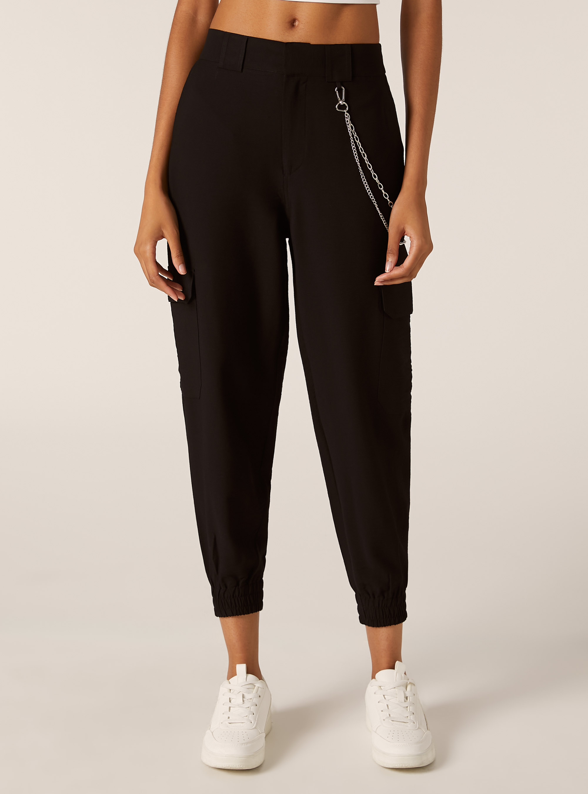 Jogger pants with chain, BK1 BLACK