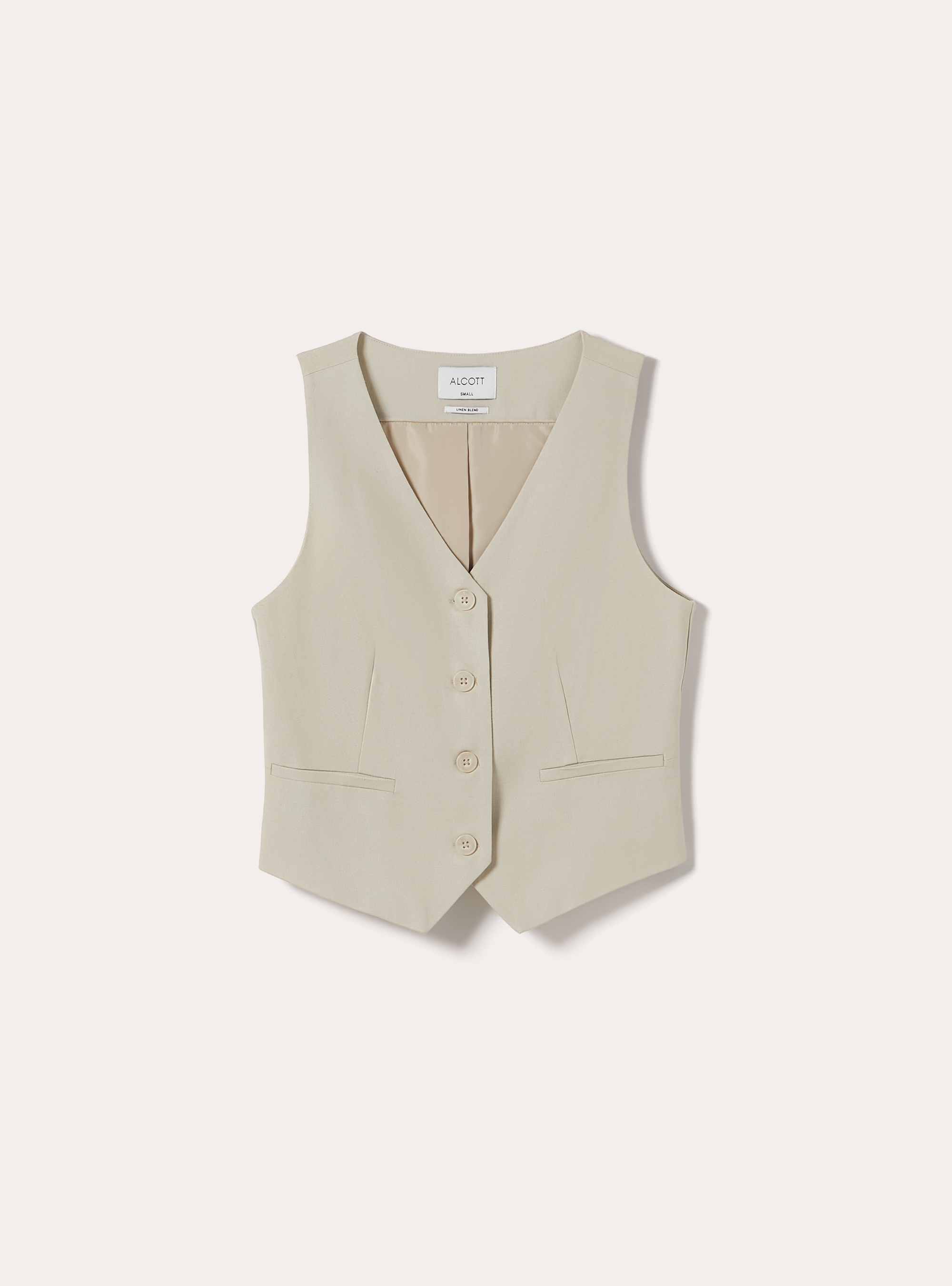 Weste aus Leinenmischung, MBG2 BEIGE MEL MED