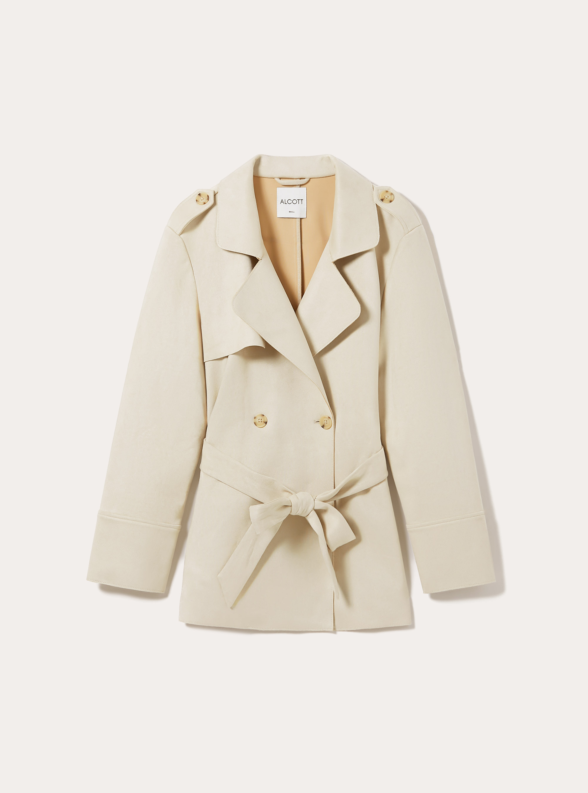 Trench-coat en daim, CR3 CREAM LIGHT