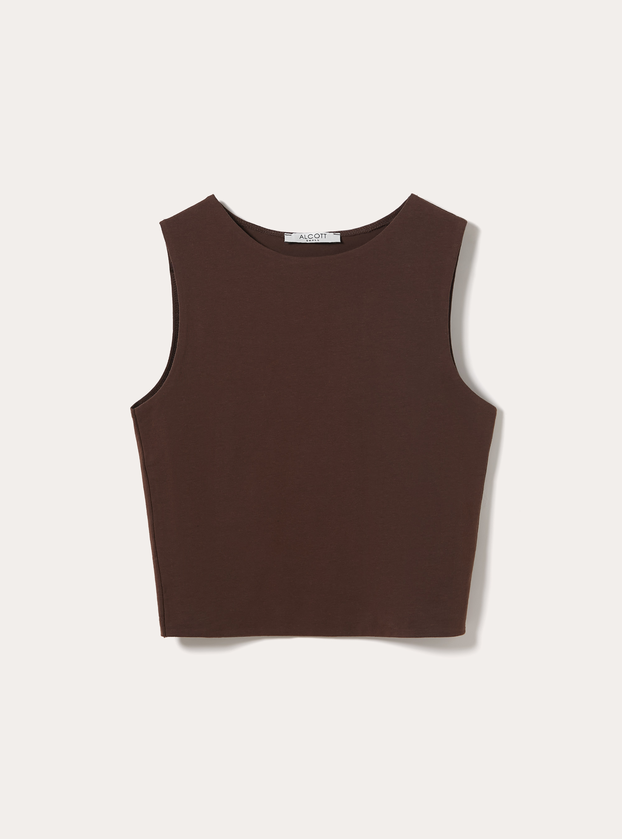 Debardeur Basic Crop en Jersey Extensible, BR2 BROWN MEDIUM
