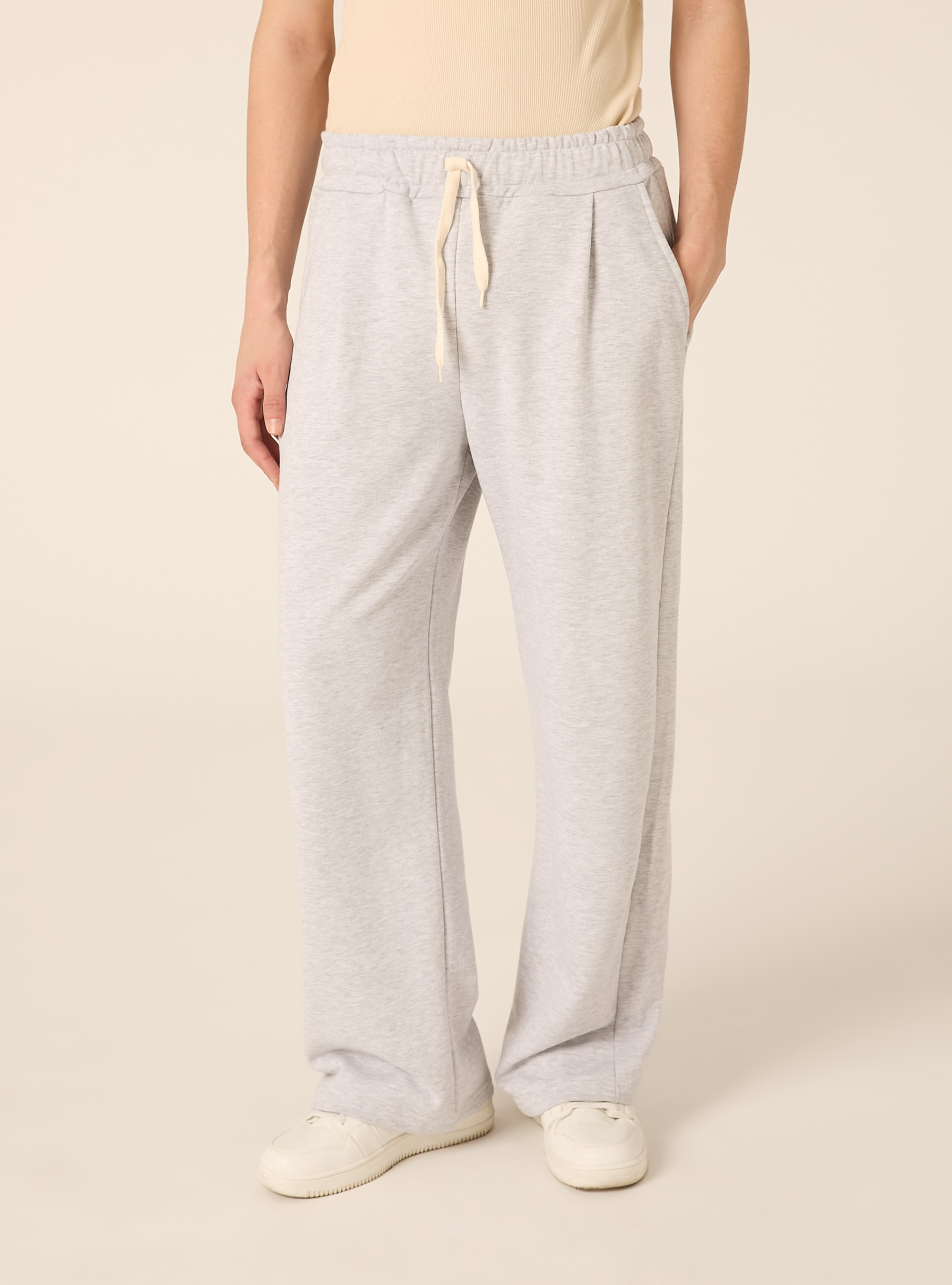 Pantalones jogger de pierna ancha, MGY3 GREY MEL LIGHT
