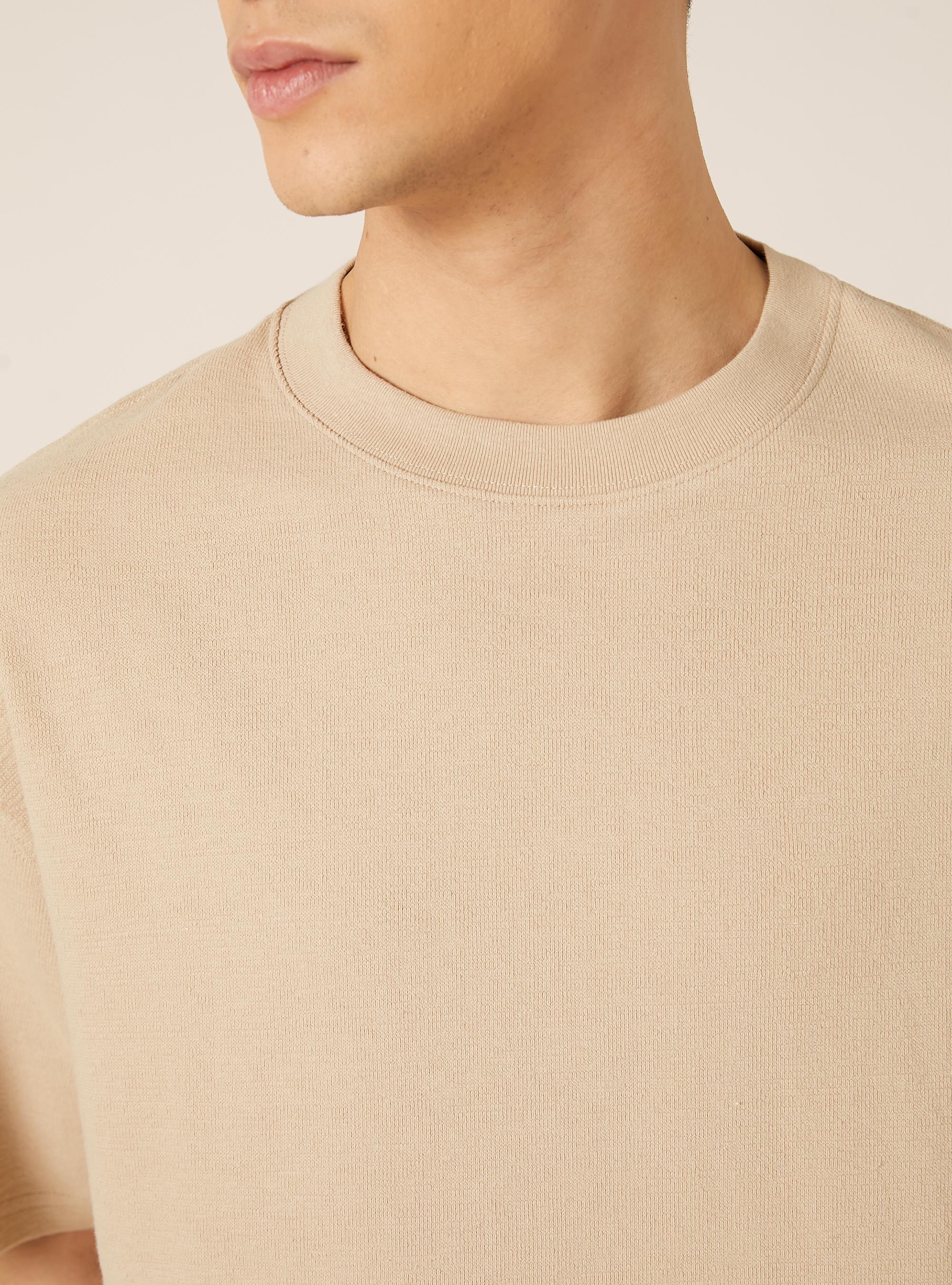 Textured cotton T-shirt, BG2 BEIGE MEDIUM