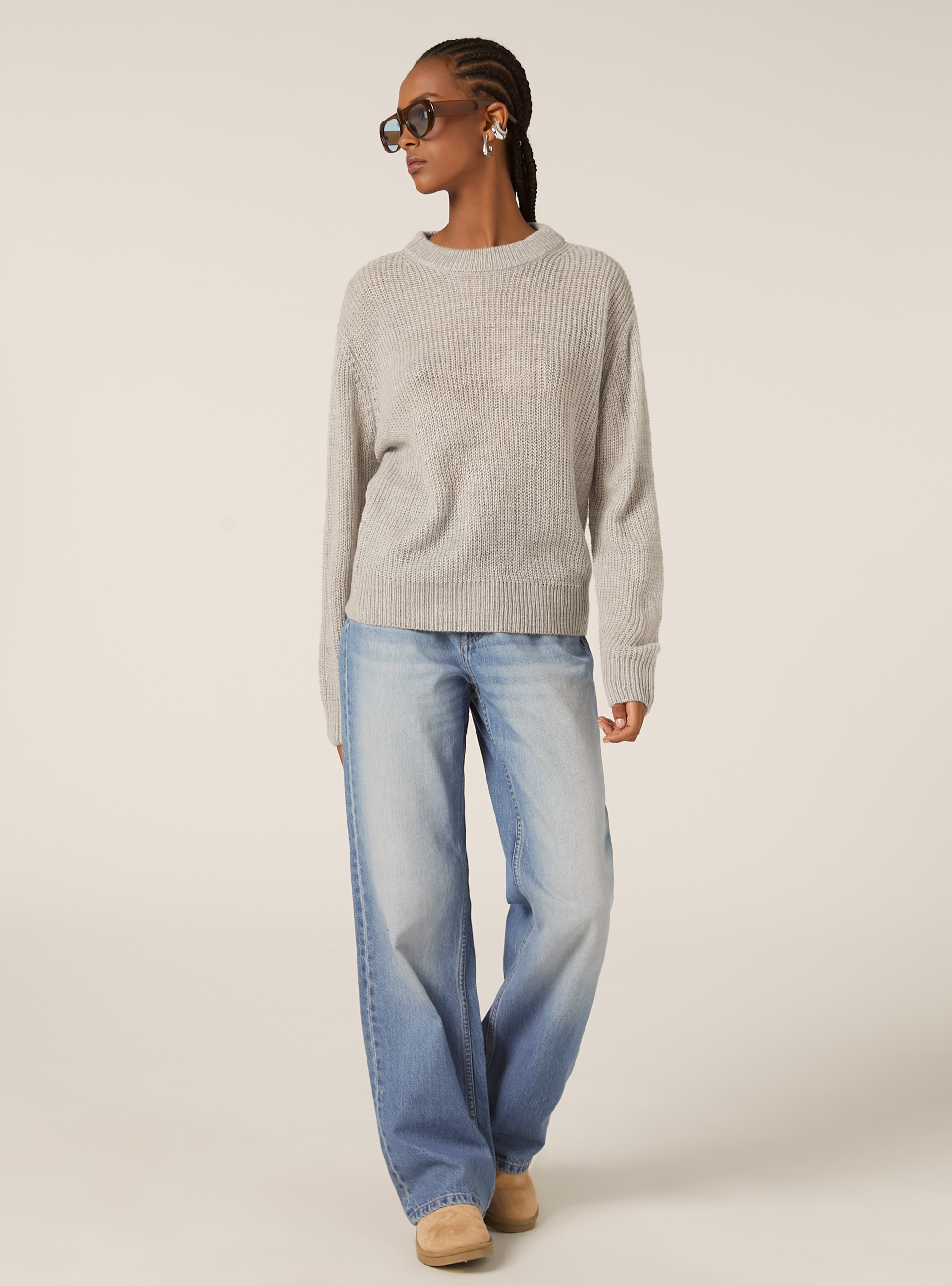 Pull-over basique uni, MGY2 GREY MEL MEDIUM