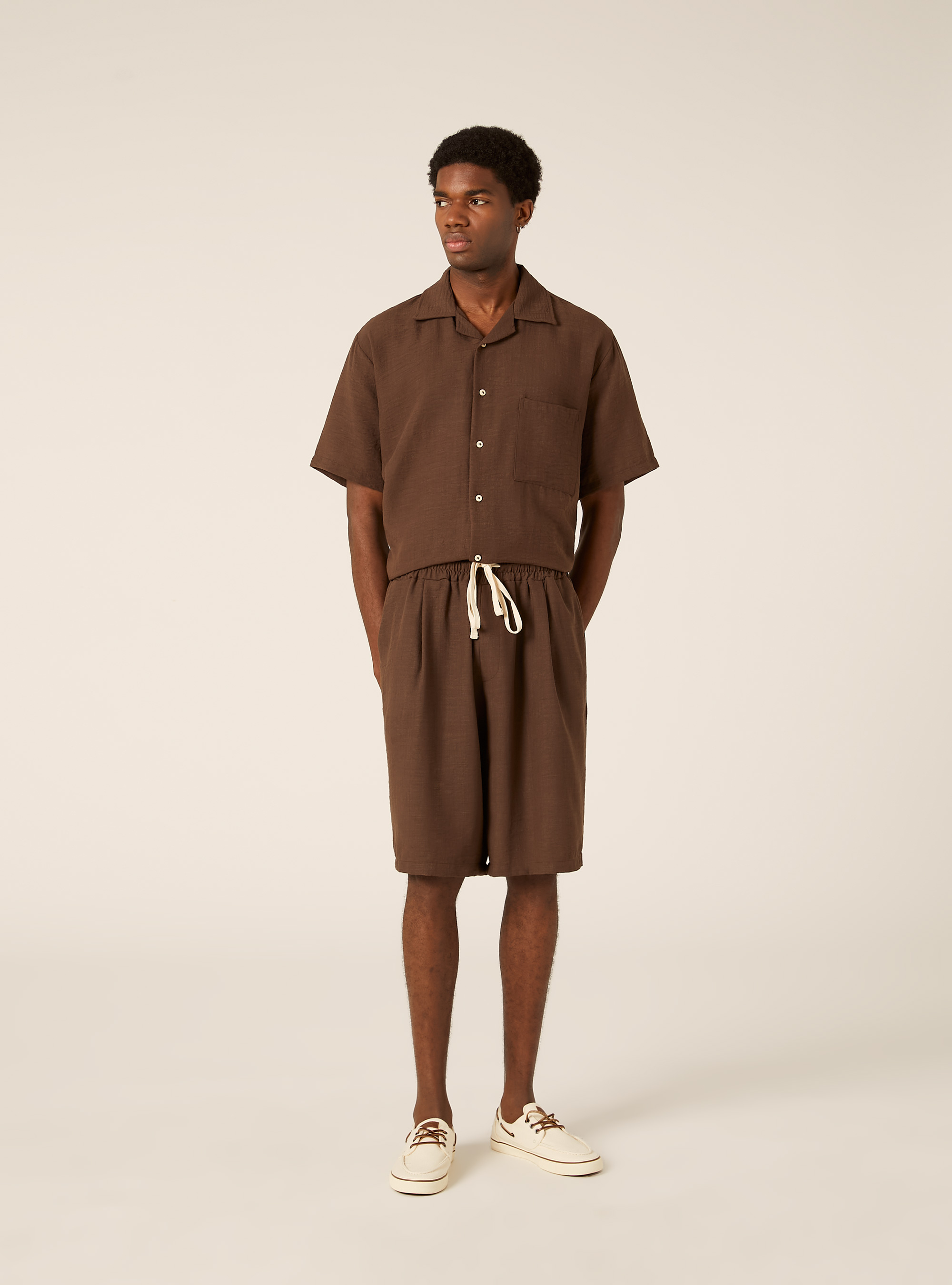 Slub Fabric Bermuda Shorts, BG2 BEIGE MEDIUM