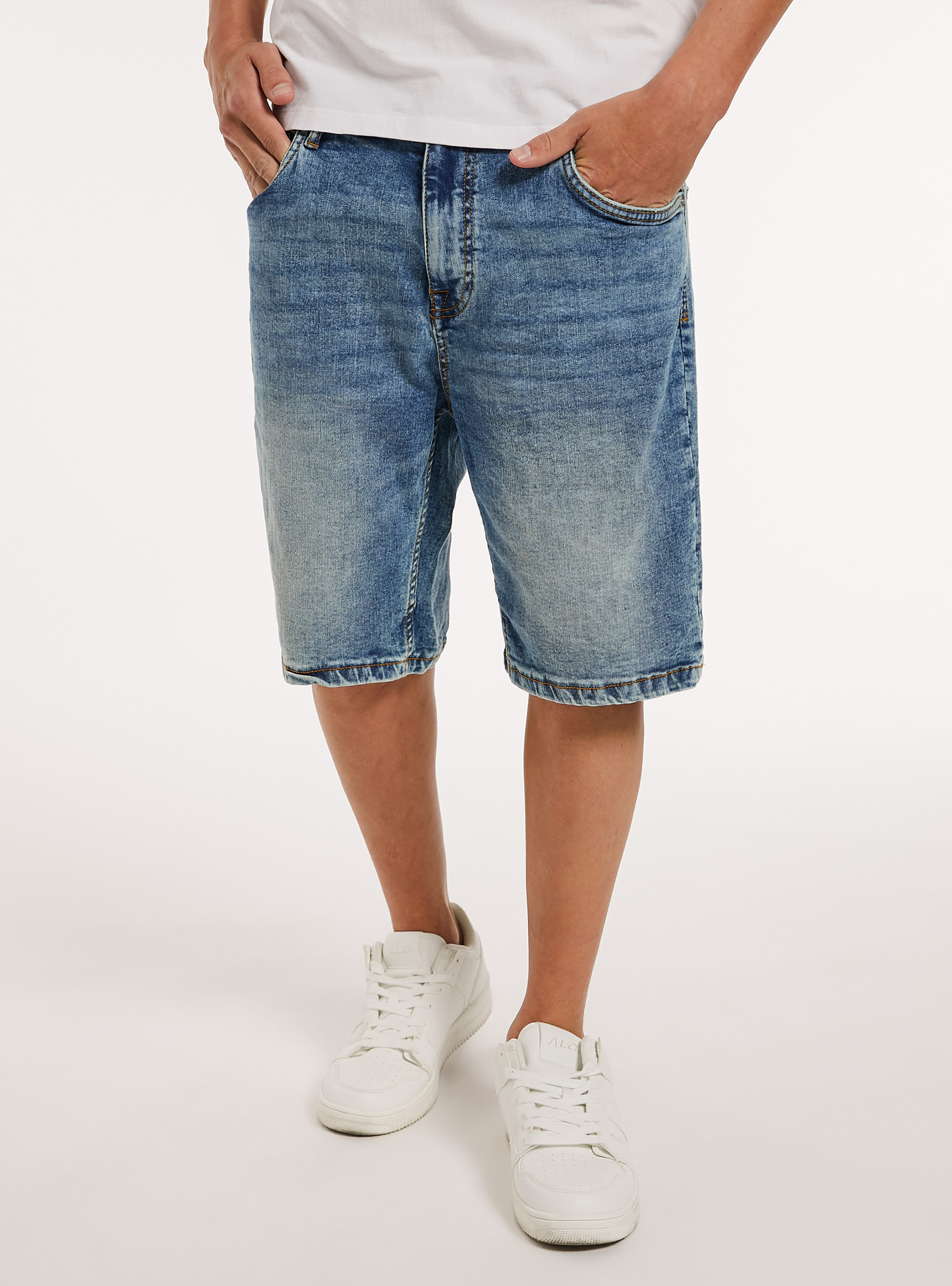 Bermudas de denim el&aacute;stico, D003 MEDIUM BLUE
