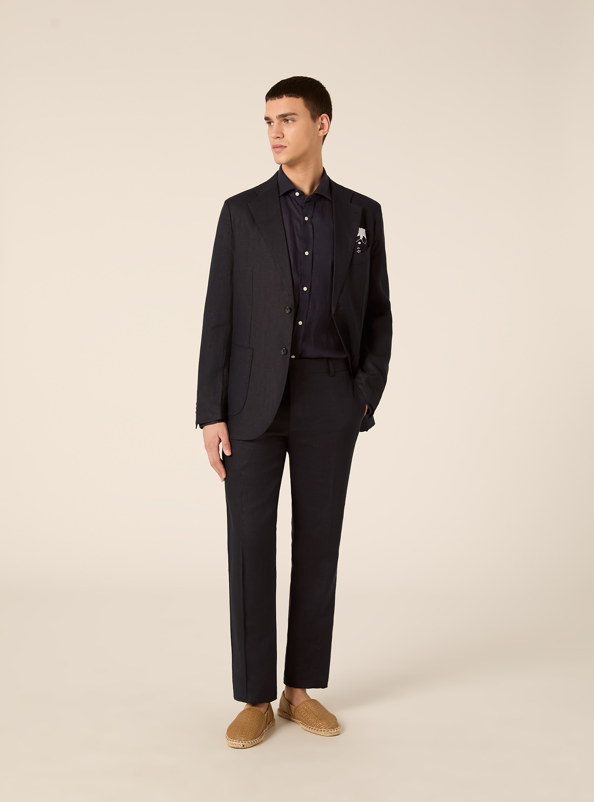 Pure linen trousers, NA1 NAVY DARK