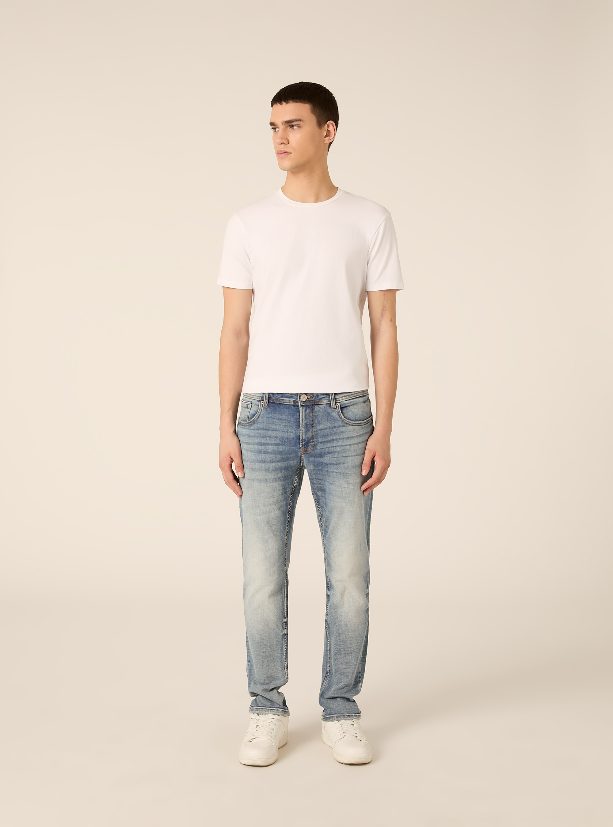 Skinny fit jeans, D201 AZZURRE MED OVERDYE