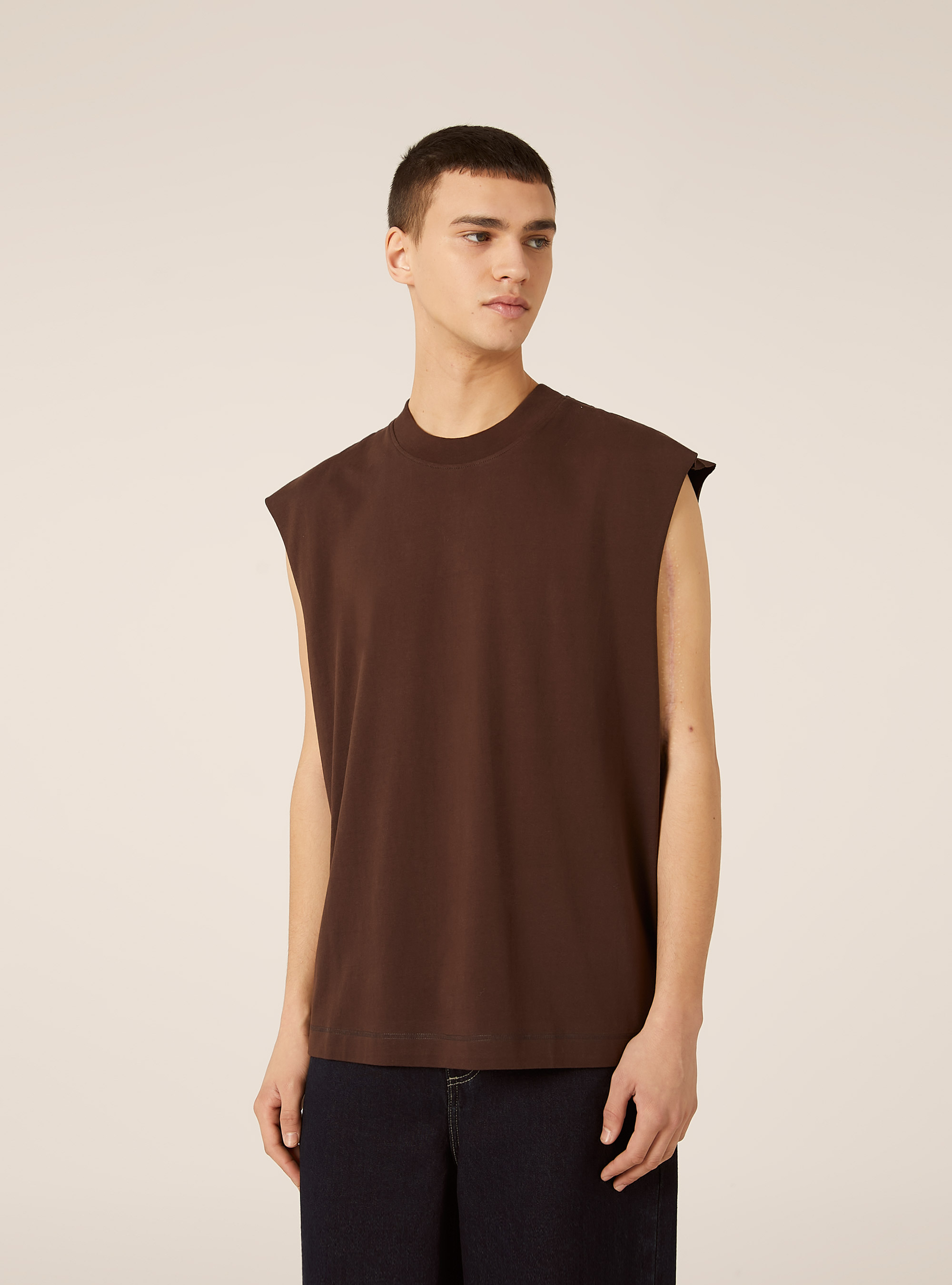 Boxy Fit Tank Top, BR1 BROWN DARK