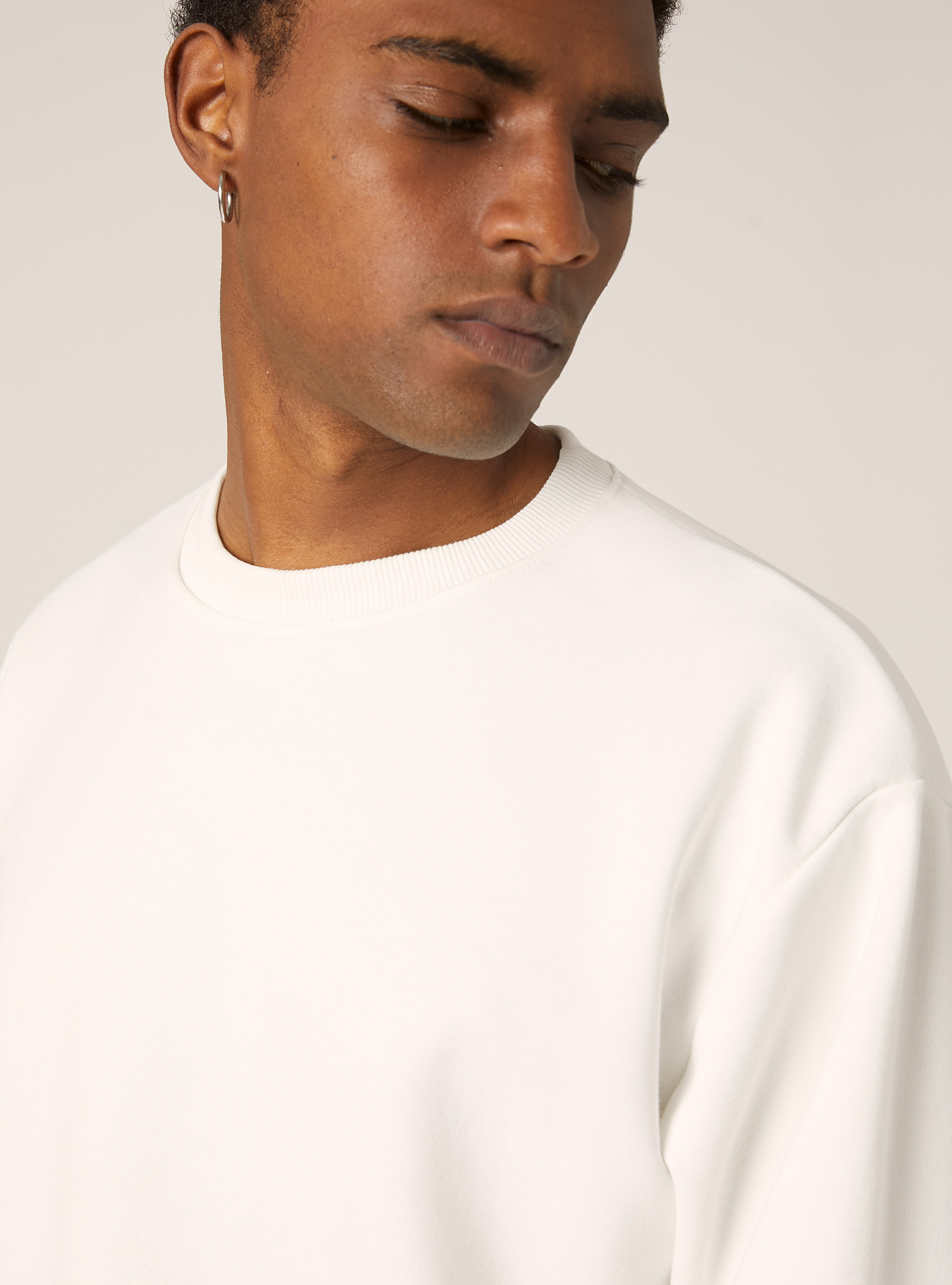 Sweat &agrave; col ras-du-cou boxy fit, WH2 WHITE