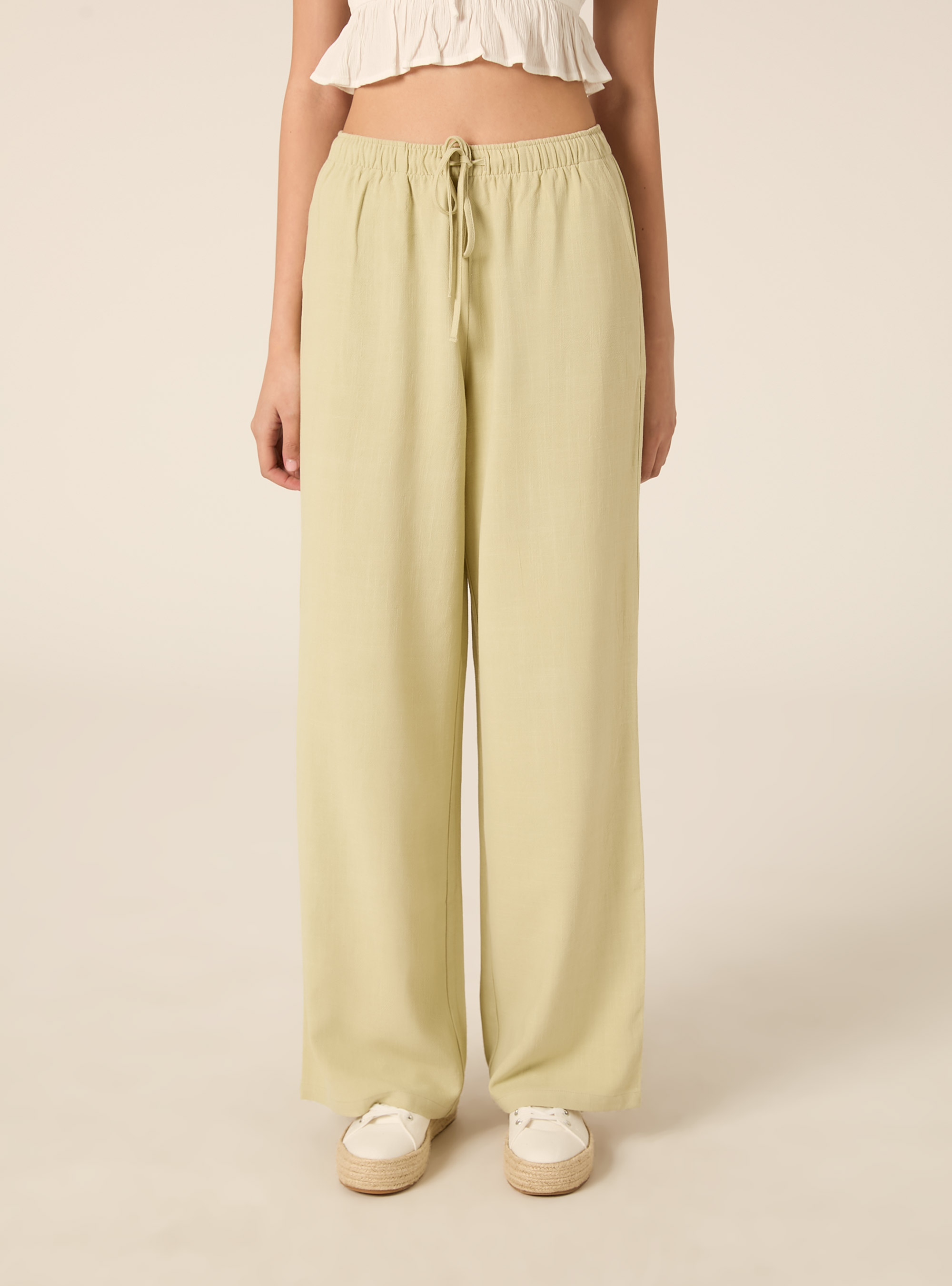 Linen-blend palazzo pants, KY3 KAKY LIGHT