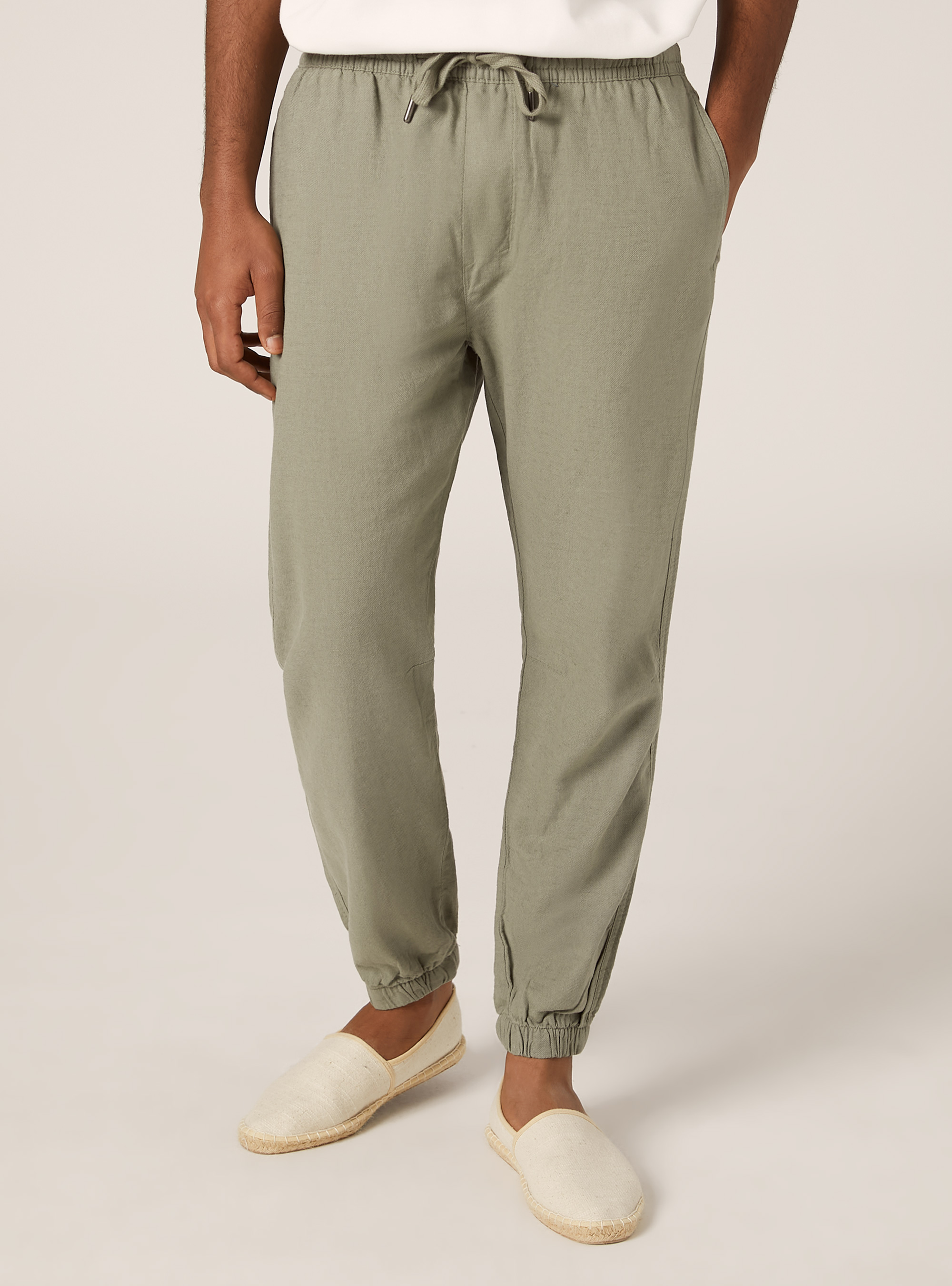Linen-blend jogger pants, KY2 KAKY MEDIUM
