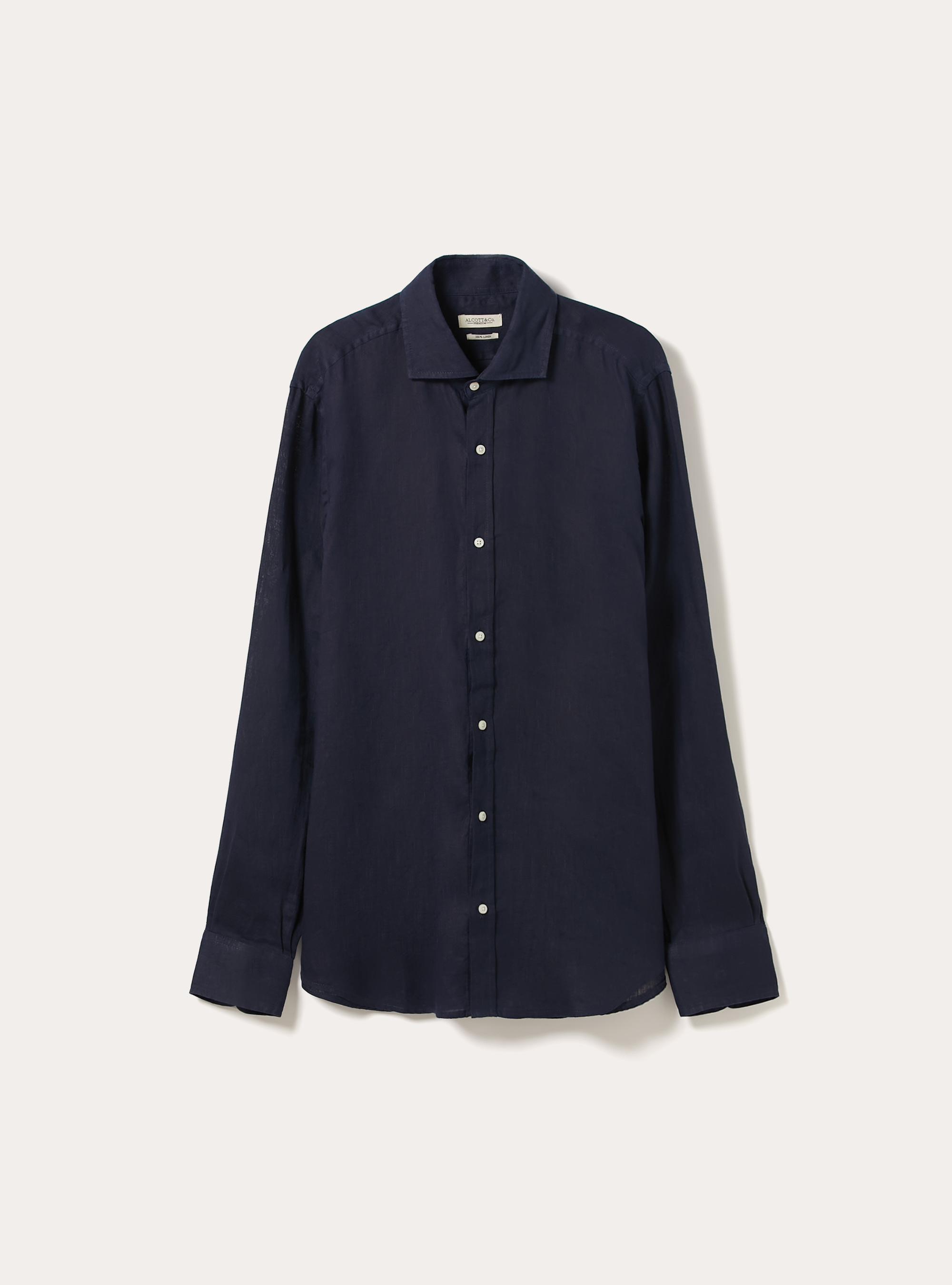 Long-sleeved pure linen shirt, NA2 NAVY MEDIUM