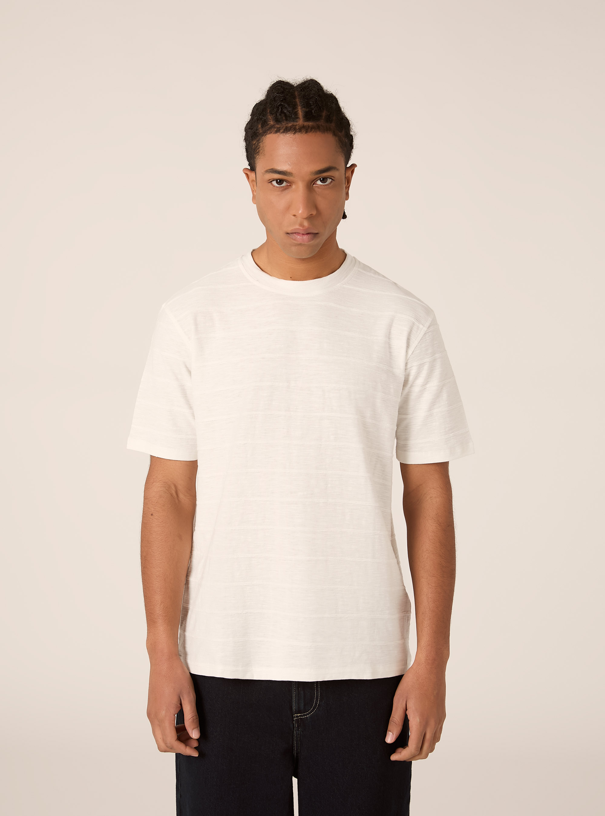 Camiseta de manga corta con textura, WH2 WHITE