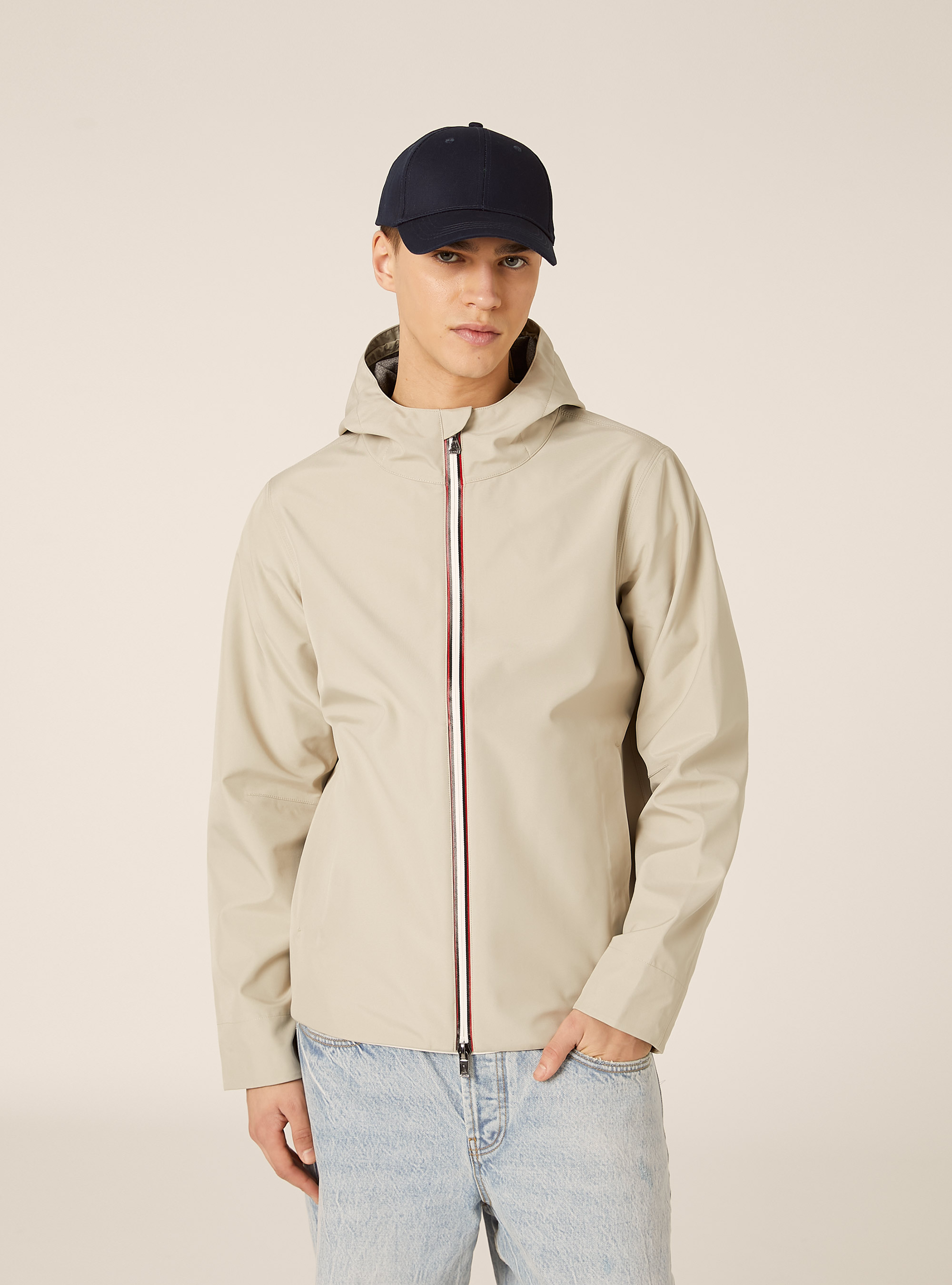 Technical windproof jacket with hood, CR3 CREAM LIGHT