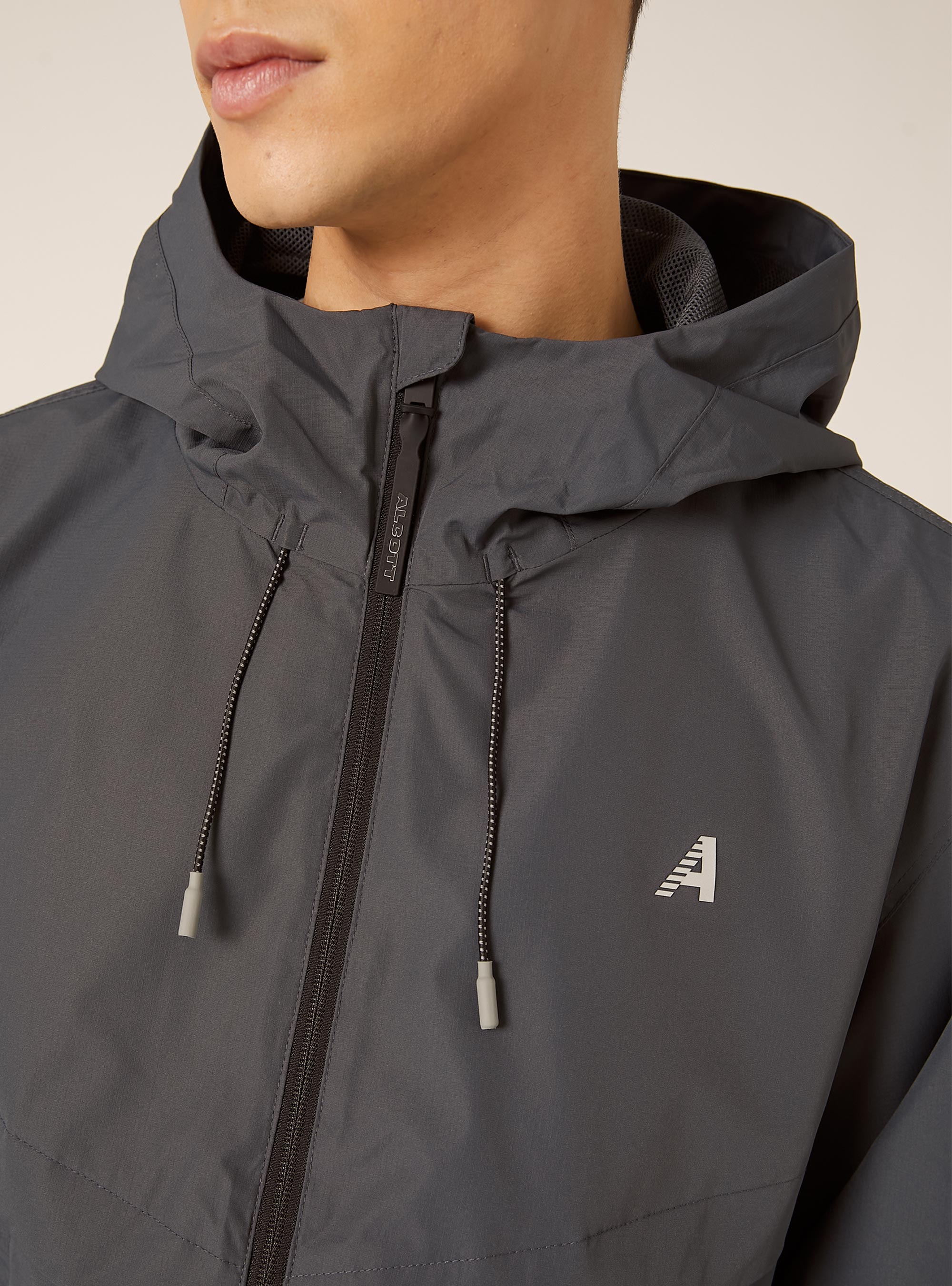 Windproof jacket in technical fabric, OB1 BLUE OIL DARK