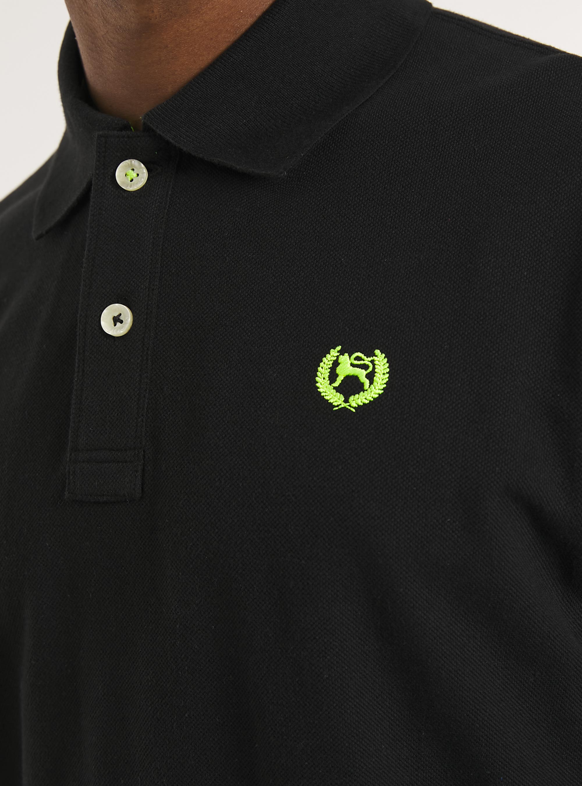 Polo de piqu&eacute; de algod&oacute;n con bordado, BK1 BLACK