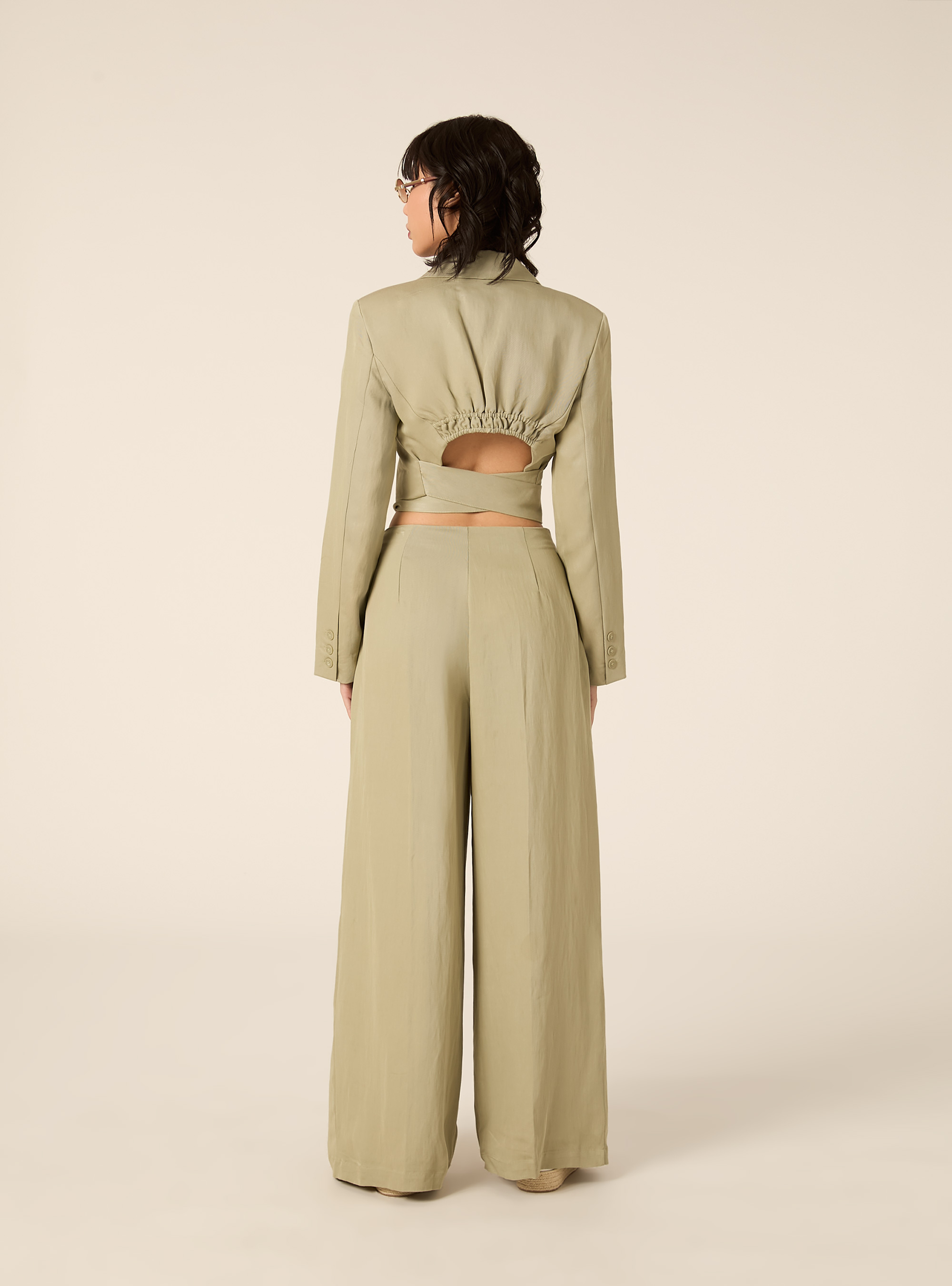 Weit geschnittene Hose aus Twill, GN3 GREEN LIGHT