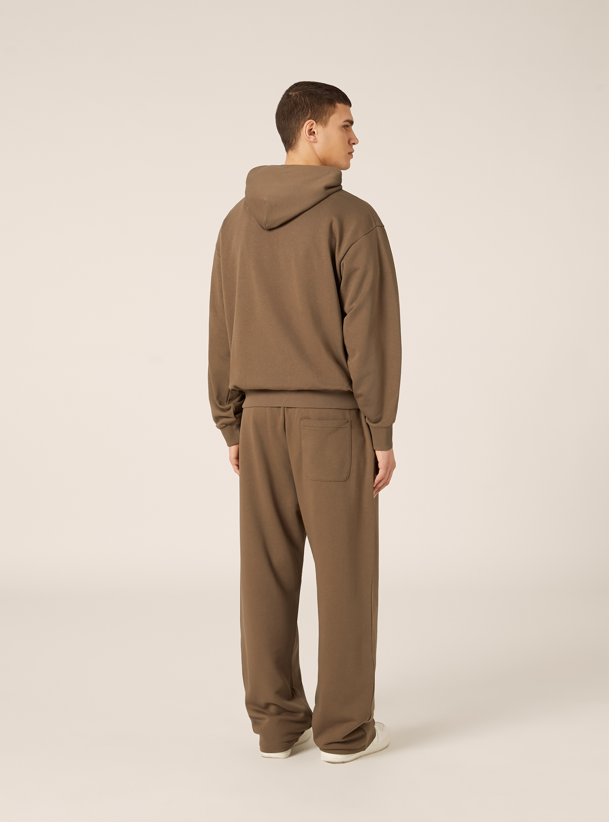 Felpa boxy fit con cappuccio, MARRONE MEDIO