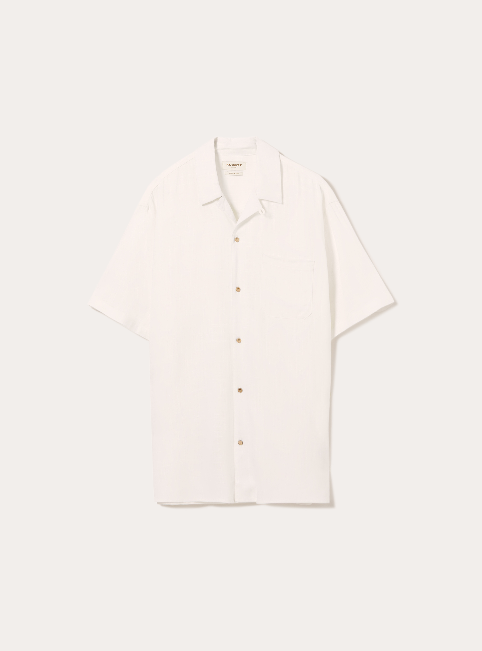 Chemise en lin m&eacute;lang&eacute; avec col bowling, WH1 OFF WHITE
