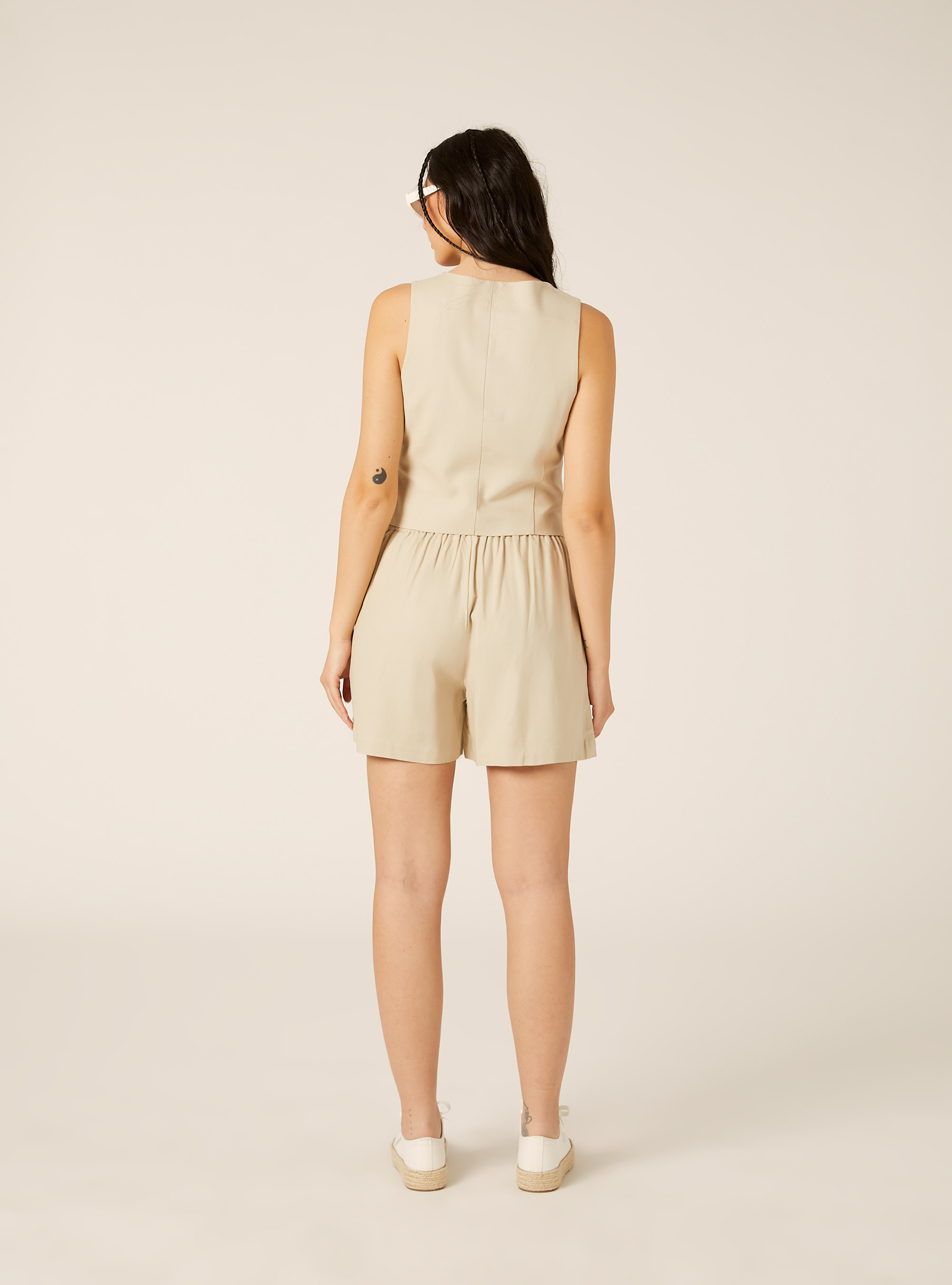 Weste aus Leinenmischung, MBG2 BEIGE MEL MED