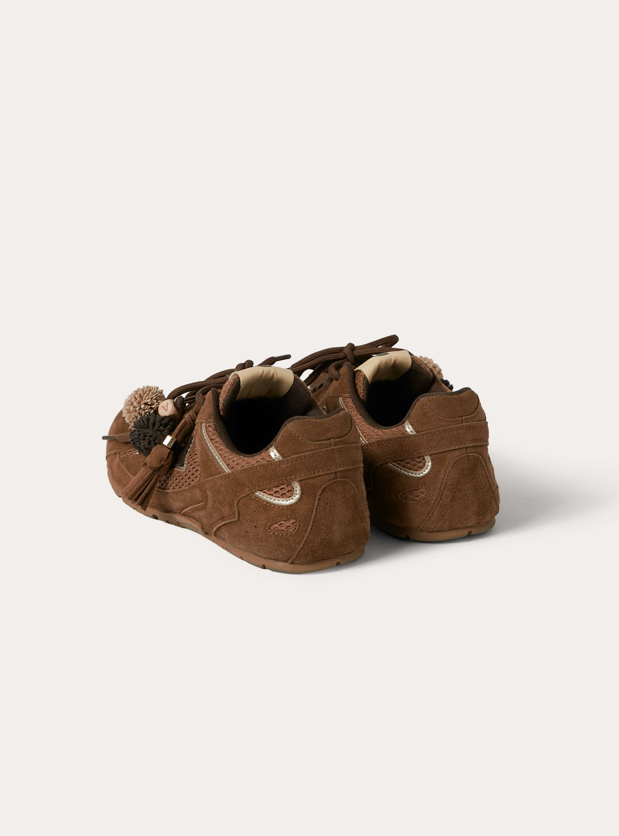 Baskets effet daim avec charms, BR2 BROWN MEDIUM