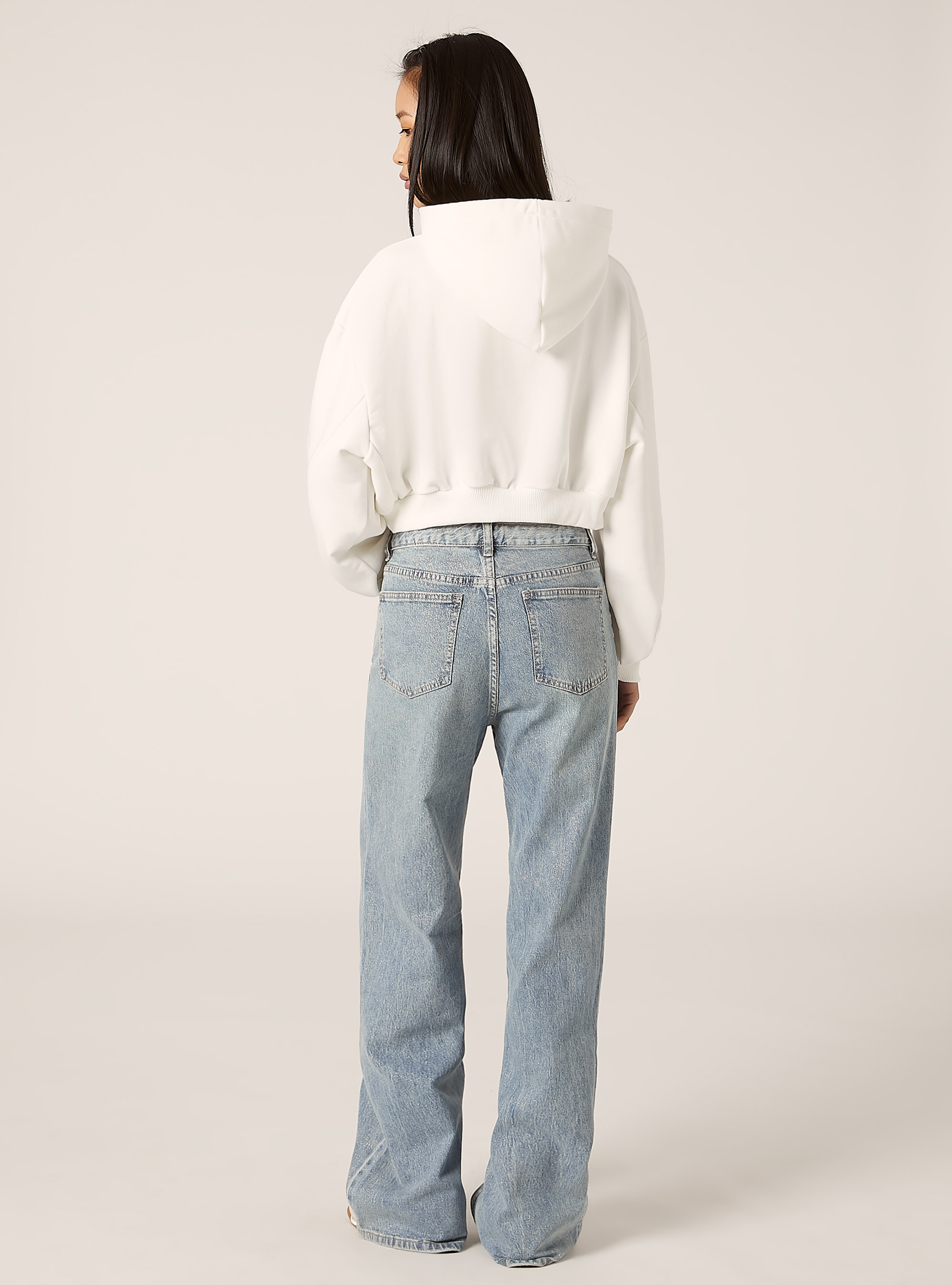 Sweatshirt court avec imprim&eacute; Teddy, WH2 WHITE