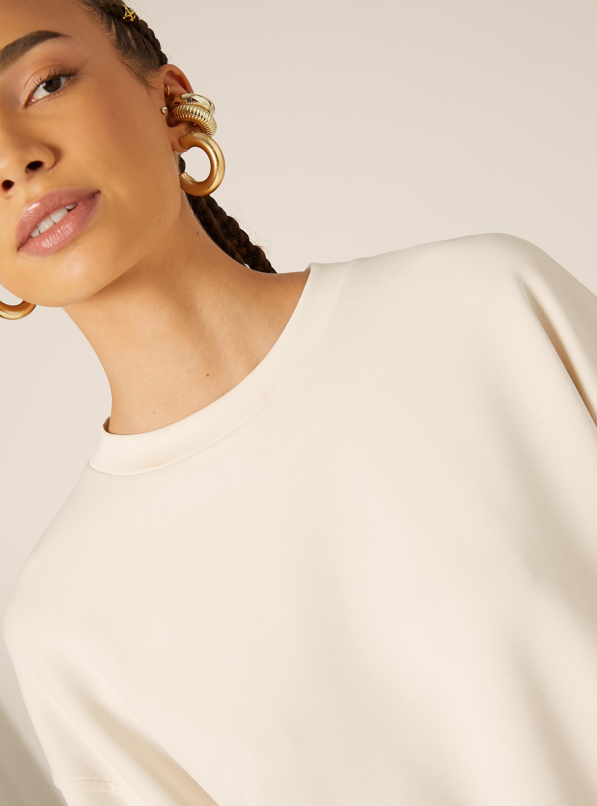 Sweat-shirt doux au toucher, CR3 CREAM LIGHT
