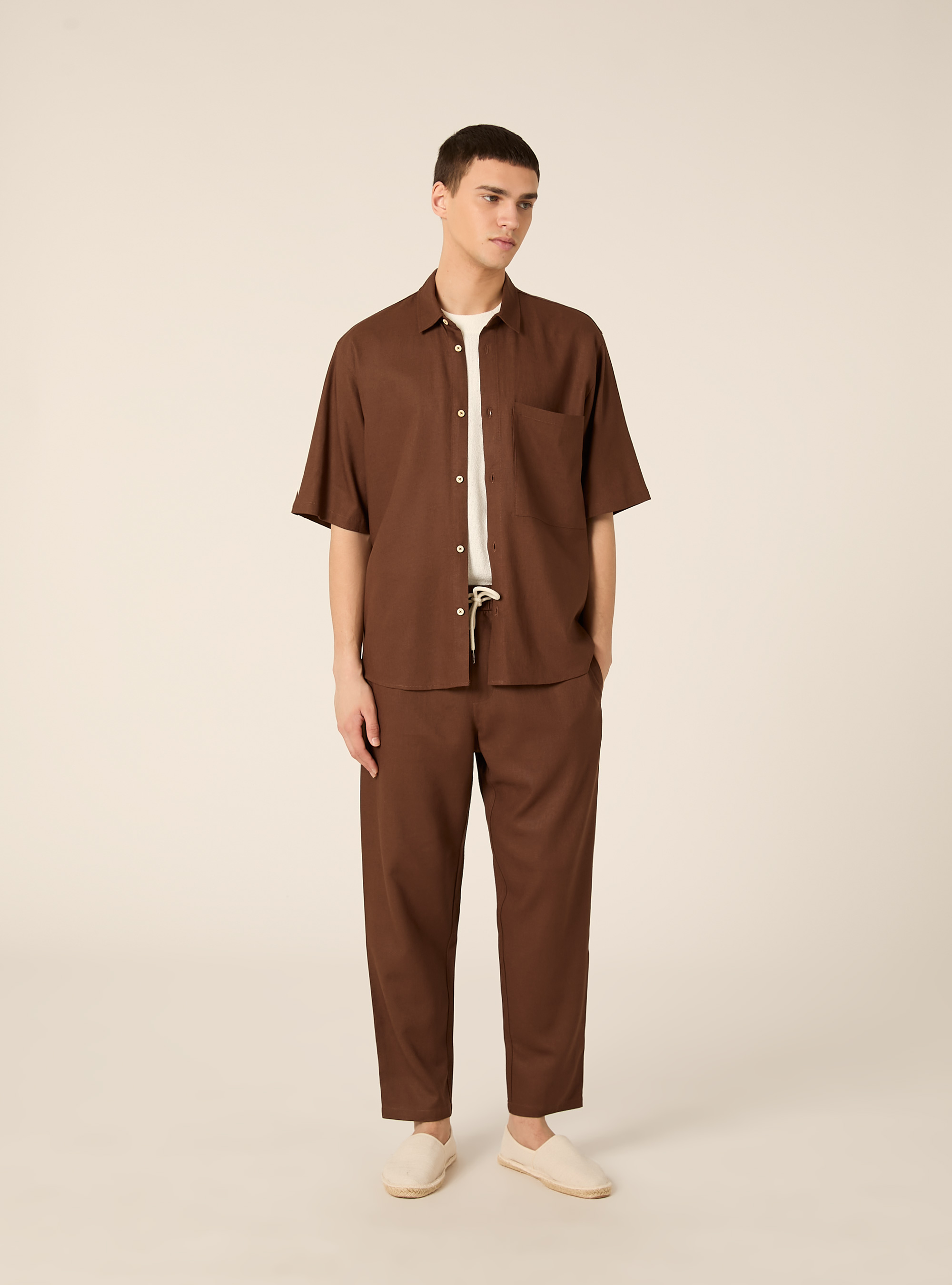 Jogginghose aus Leinenmischung, BR1 BROWN DARK