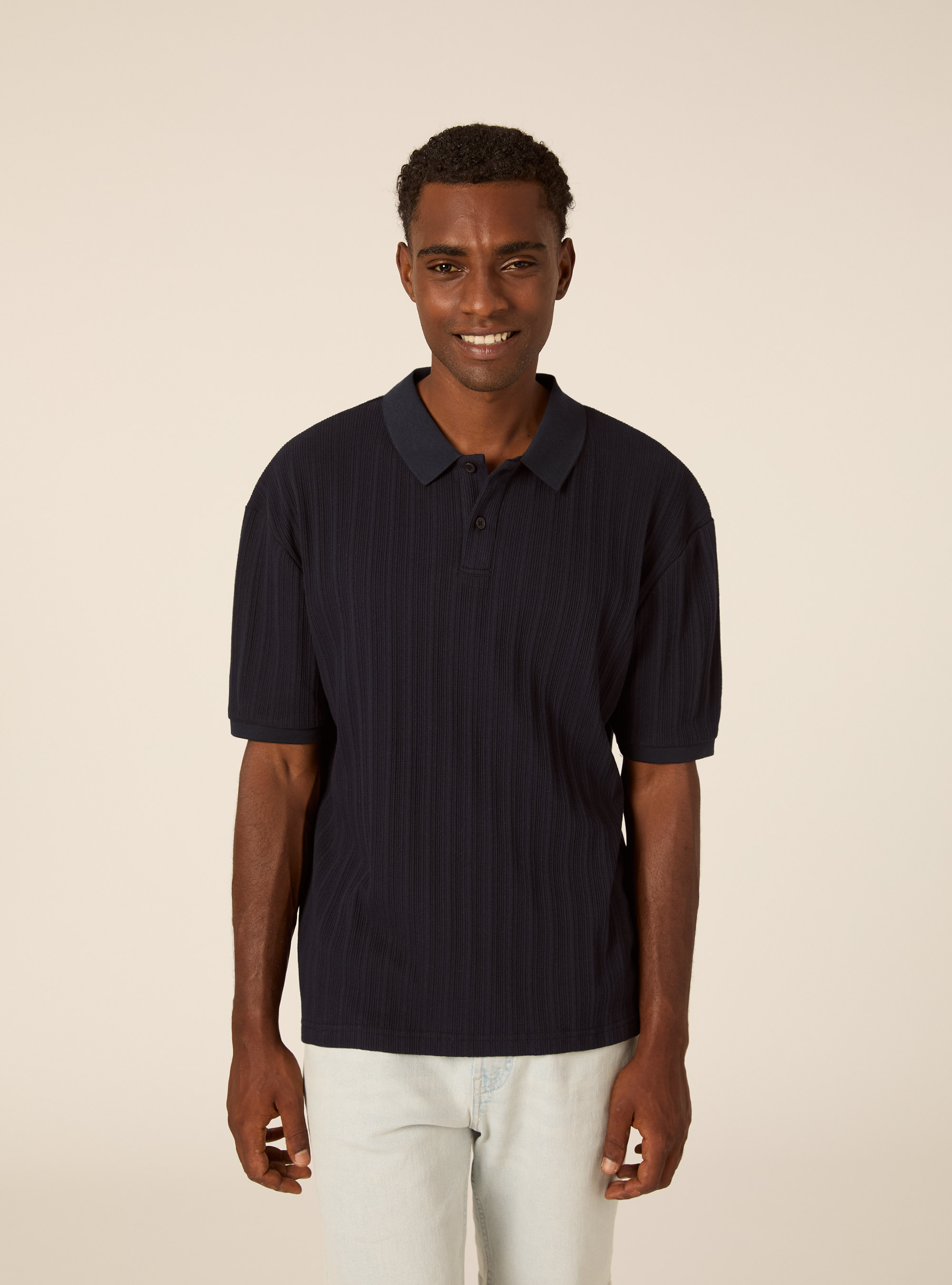 Regular Fit Structured Jersey Polo Shirt, NA1 NAVY DARK