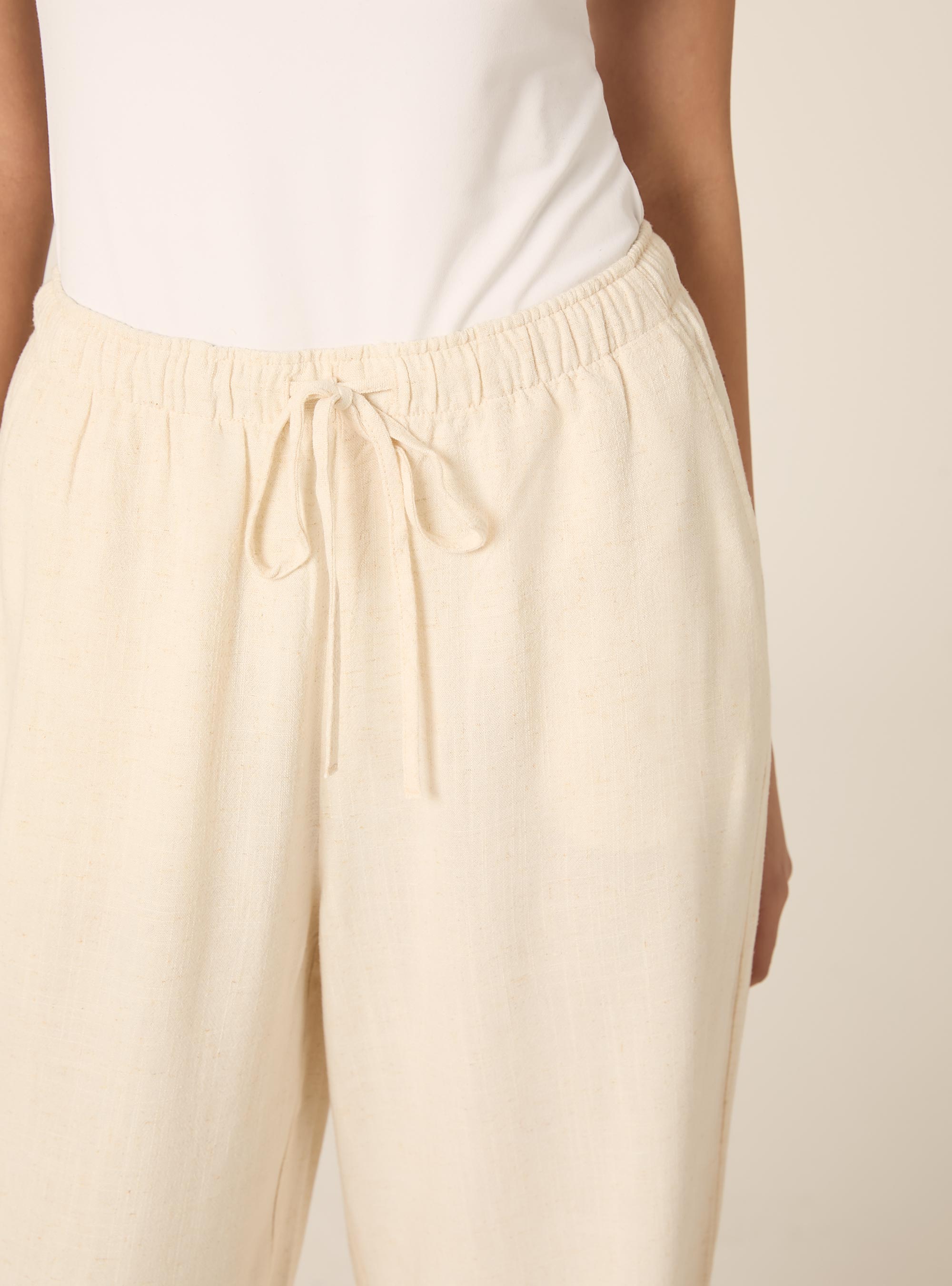 Linen-blend palazzo pants, MBG3 BEIGE MEL LIGHT
