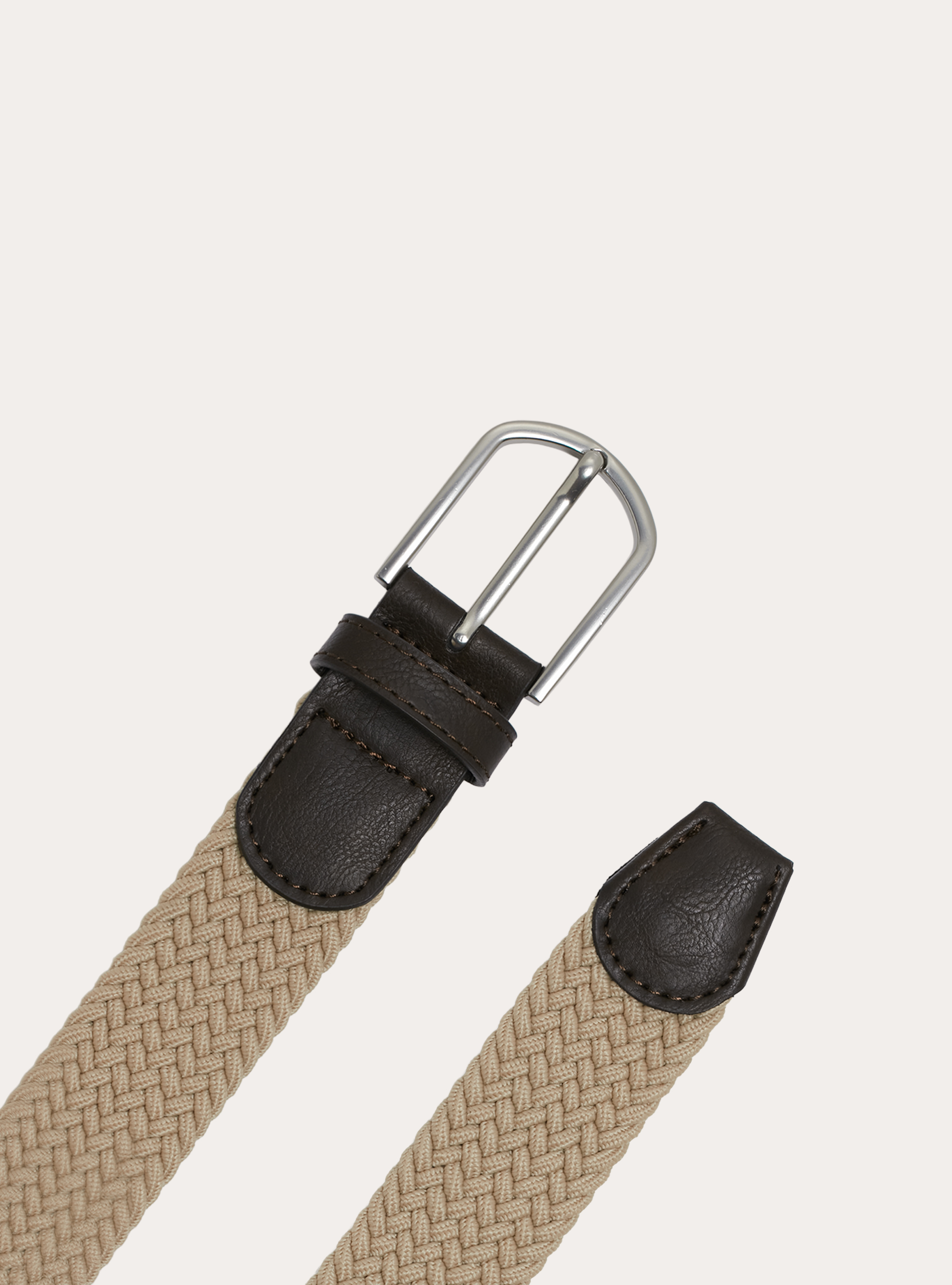 Stretch braided belt, BG1 BEIGE DARK