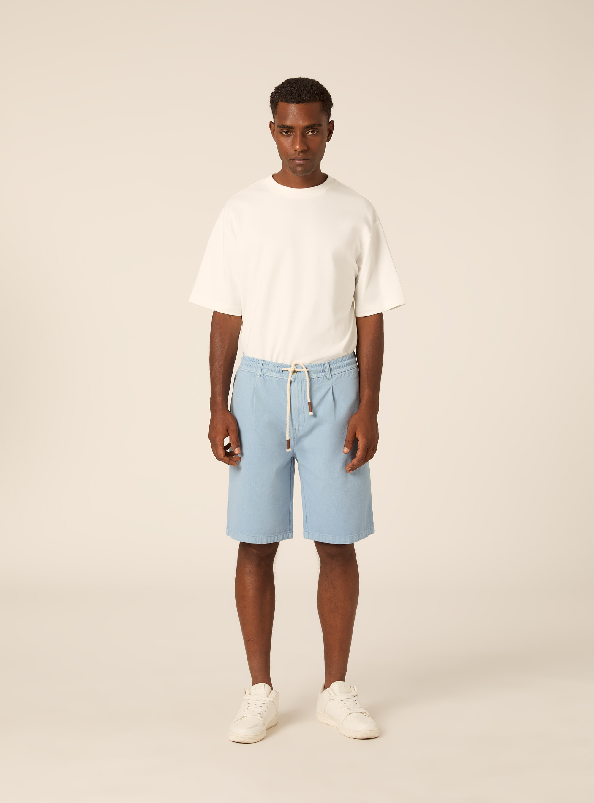 Bermuda in baby twill di cotone, AZZURRO MEDIO